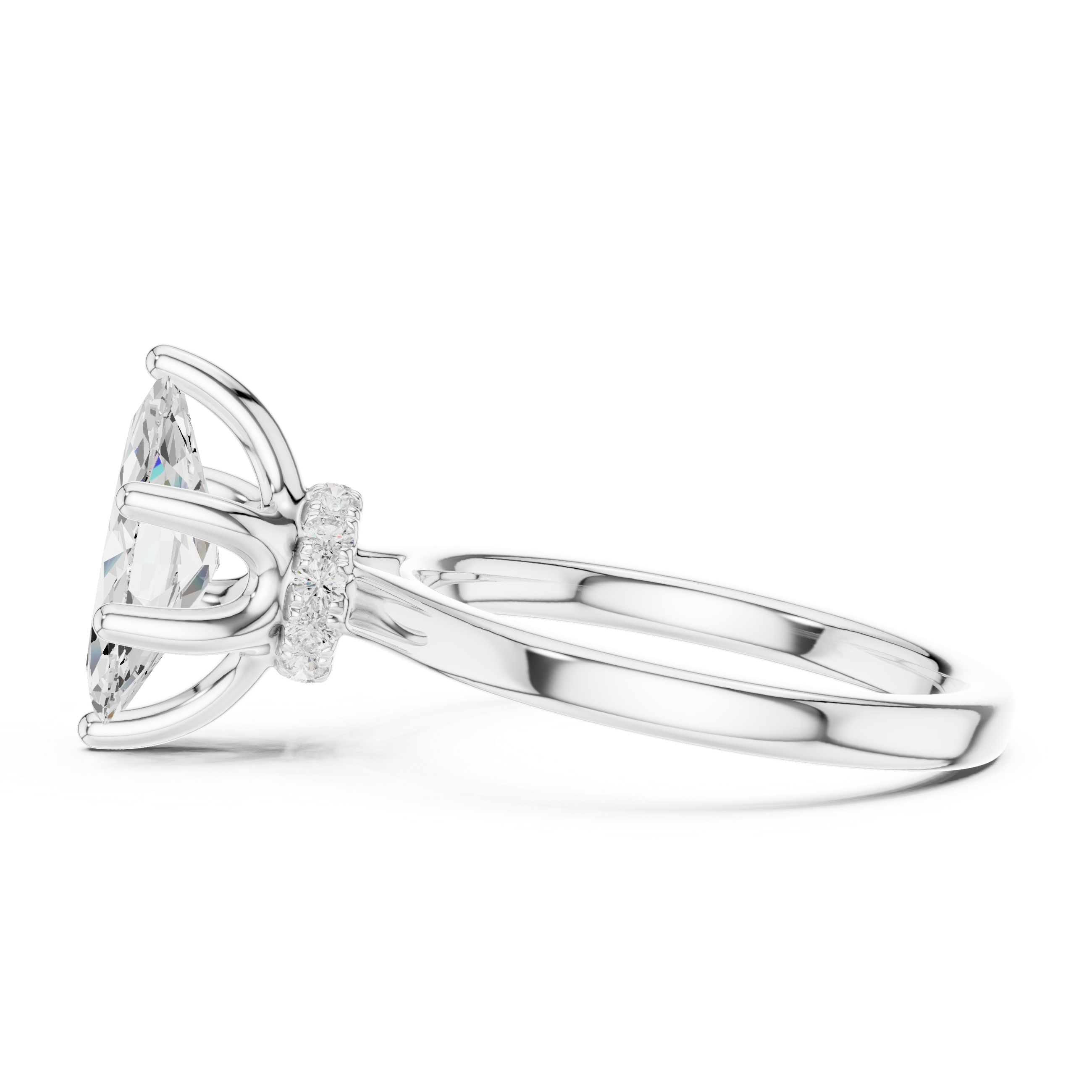 Timeless marquise lab grown diamond hidden halo ring