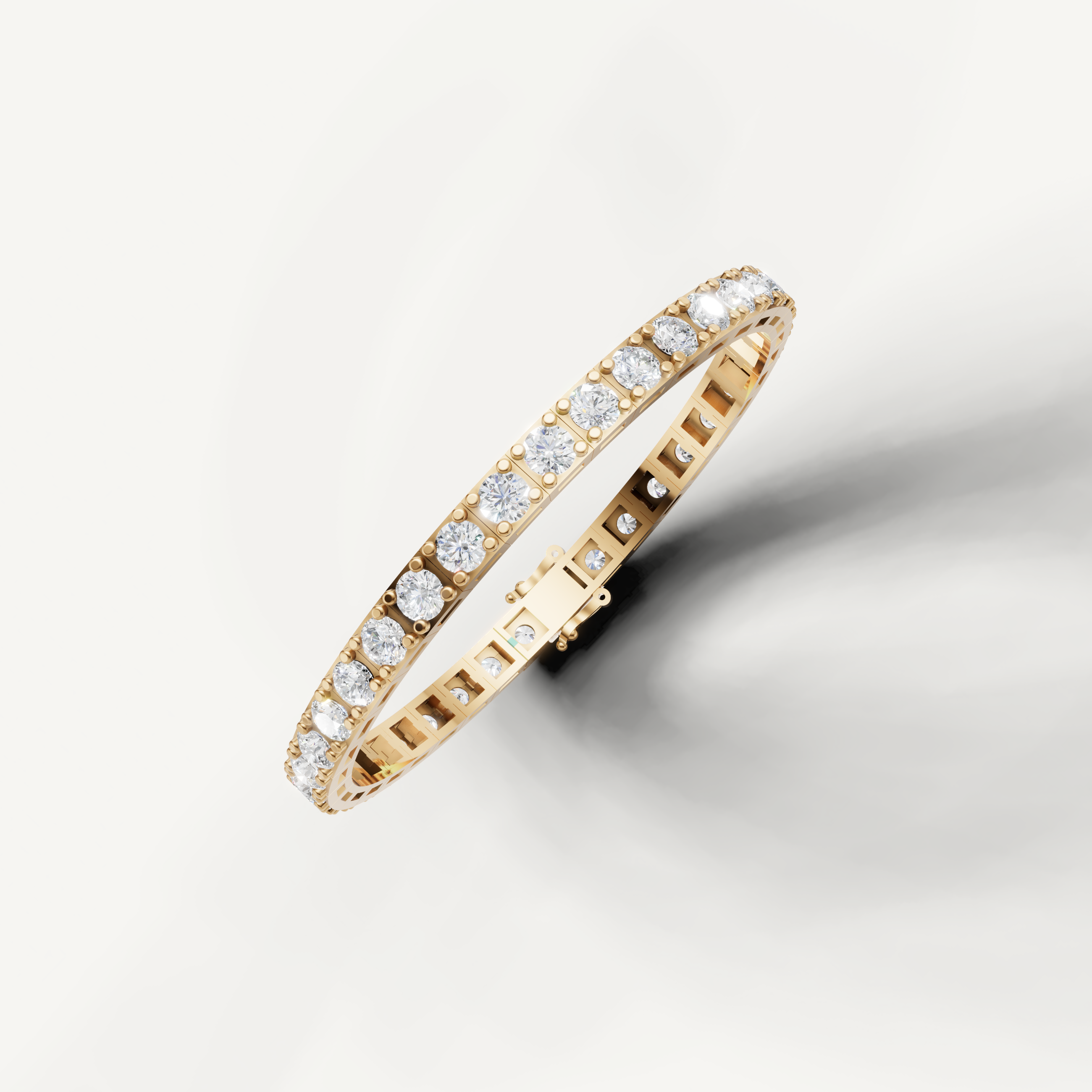 Yellow gold tennis bracelet with sparkling round diamonds by Raul Diamonds jewelry