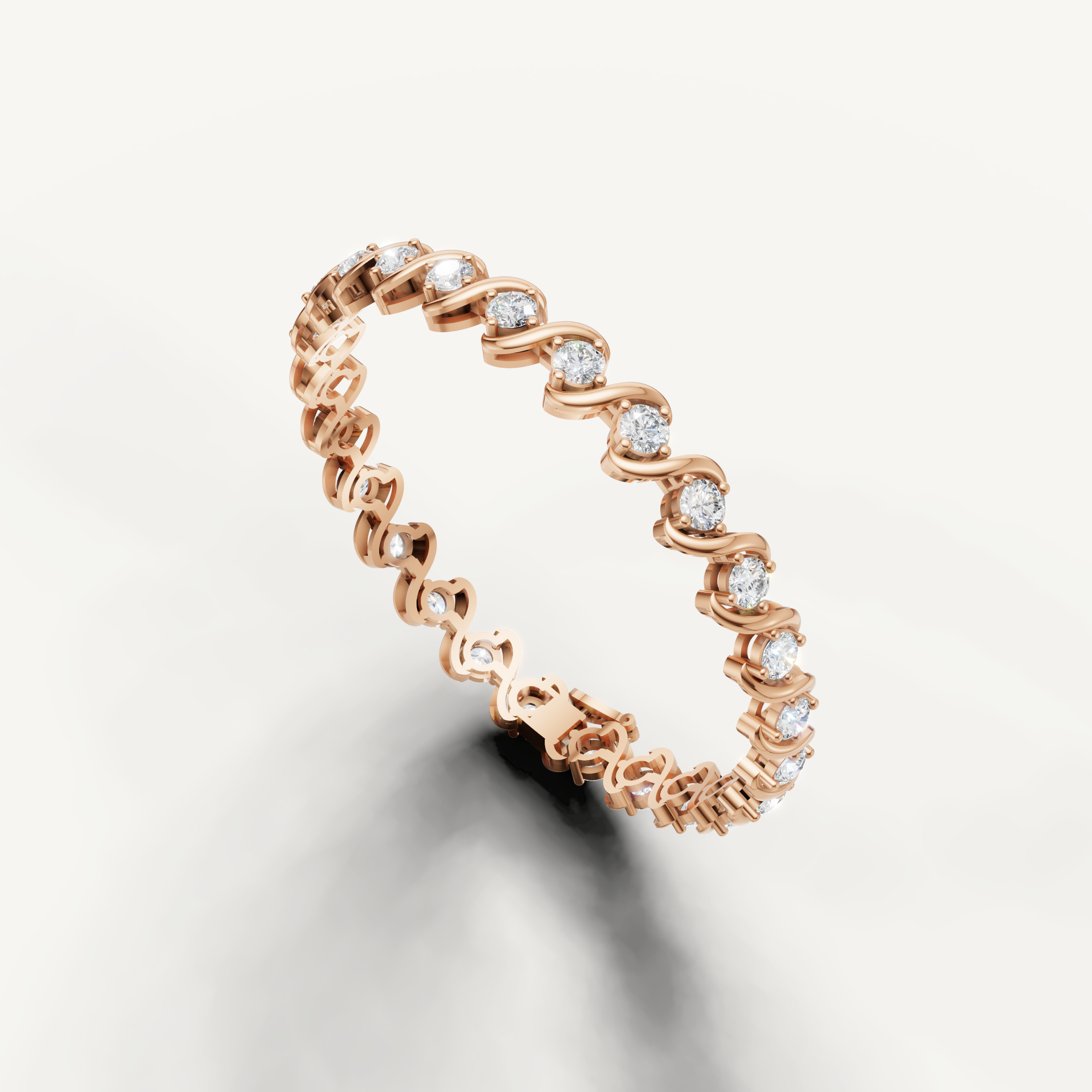 Raul Diamonds handcrafted rose gold bracelet with sparkling round diamonds