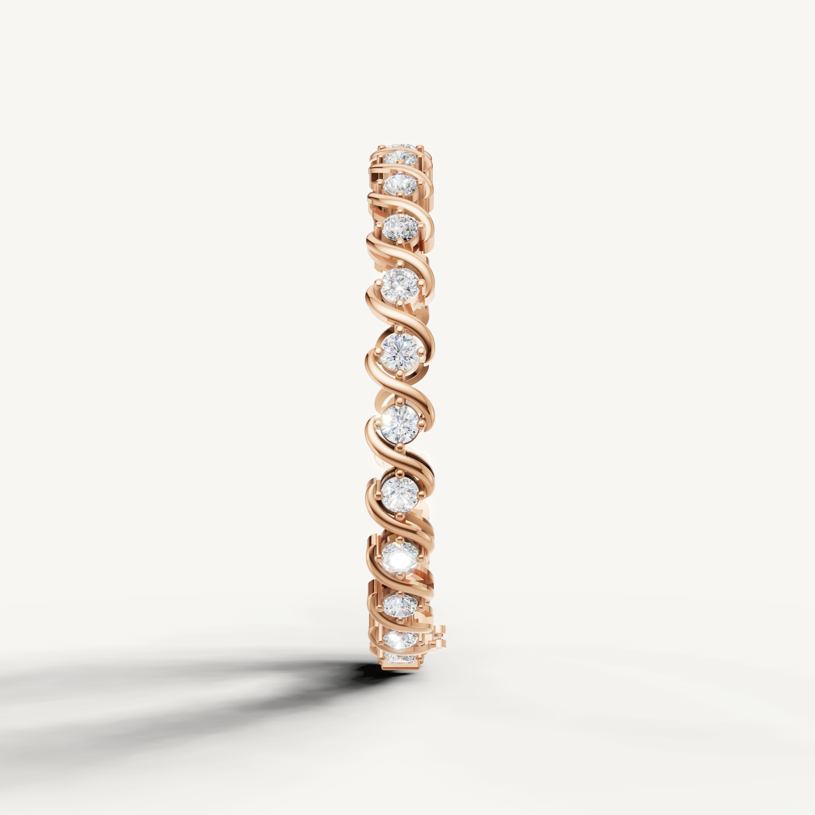 Rose gold round diamond bracelet featuring elegant wave design Raul Diamonds