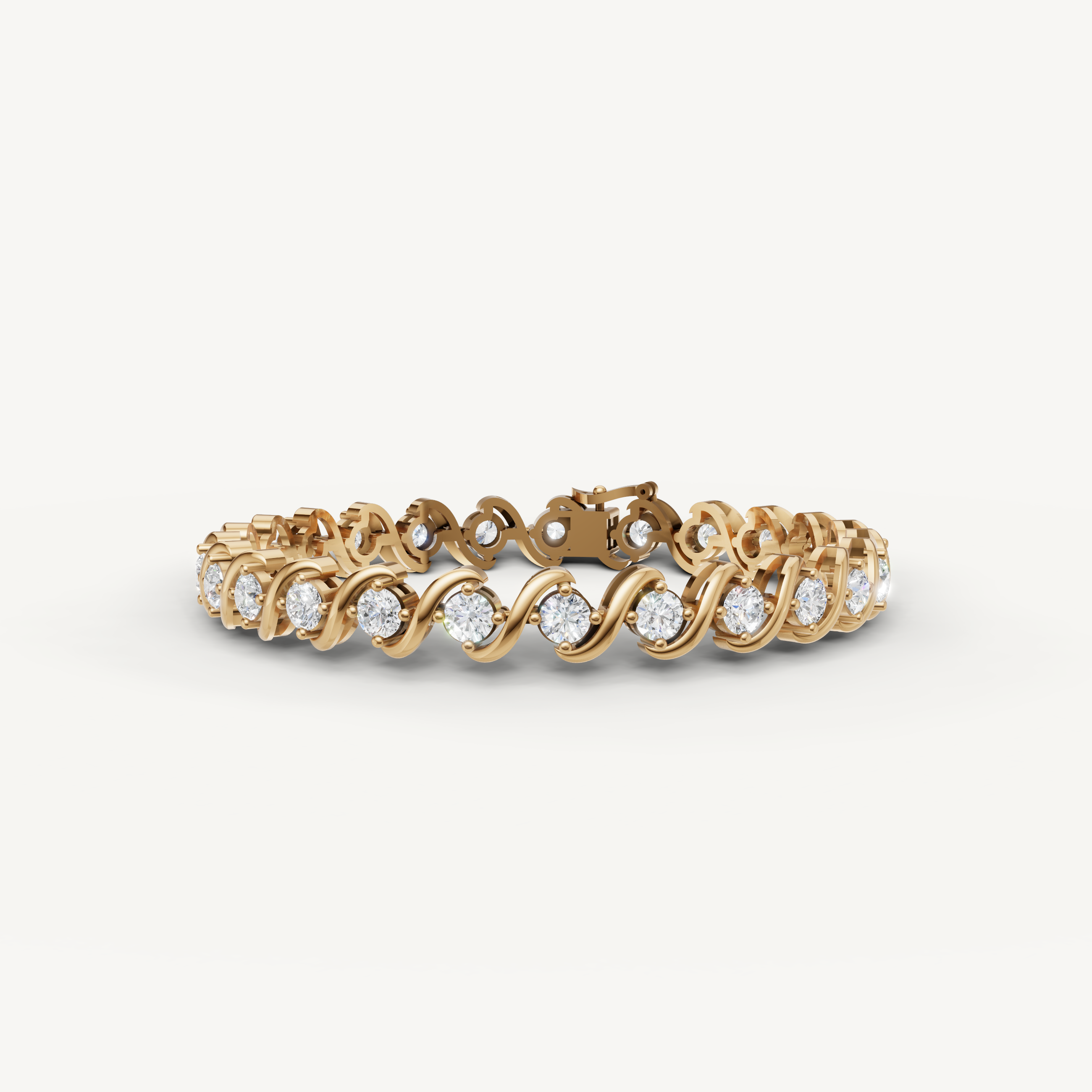 Raul Diamonds yellow gold twisted diamond bracelet with elegant wave design