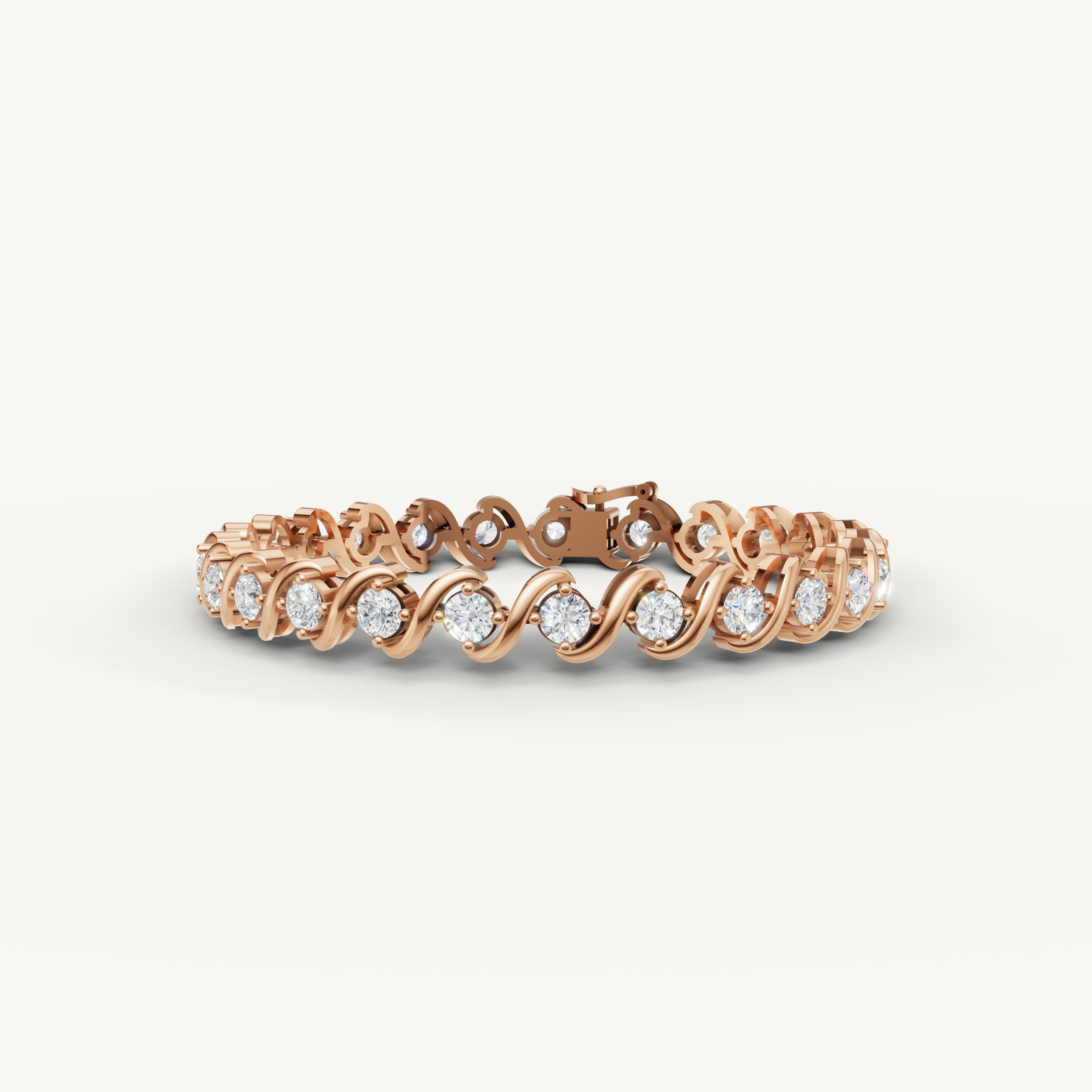 Raul Diamonds rose gold twisted diamond bracelet with modern infinity style