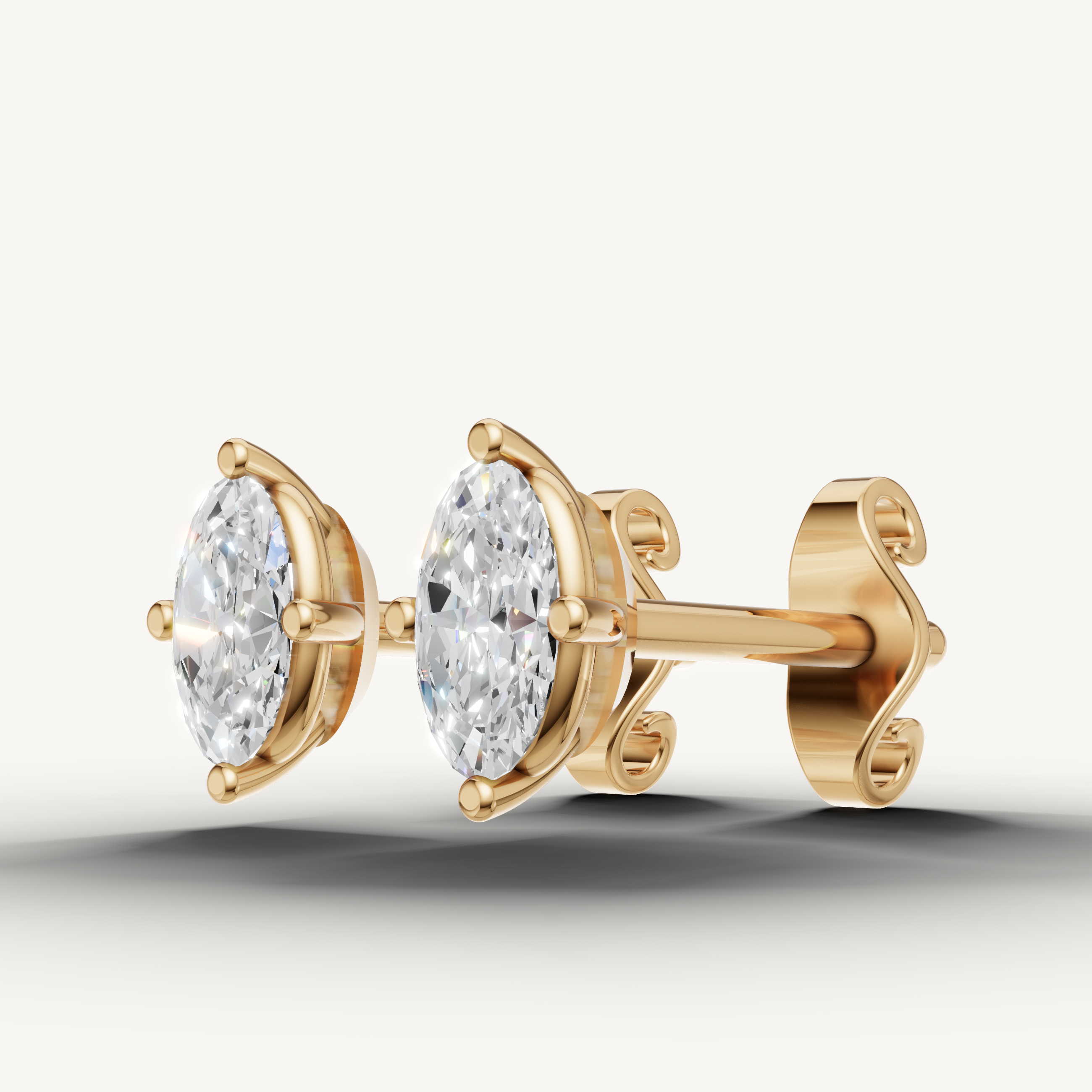 Raul Diamonds yellow gold marquise diamond earrings with brilliant sparkle and refined elegance