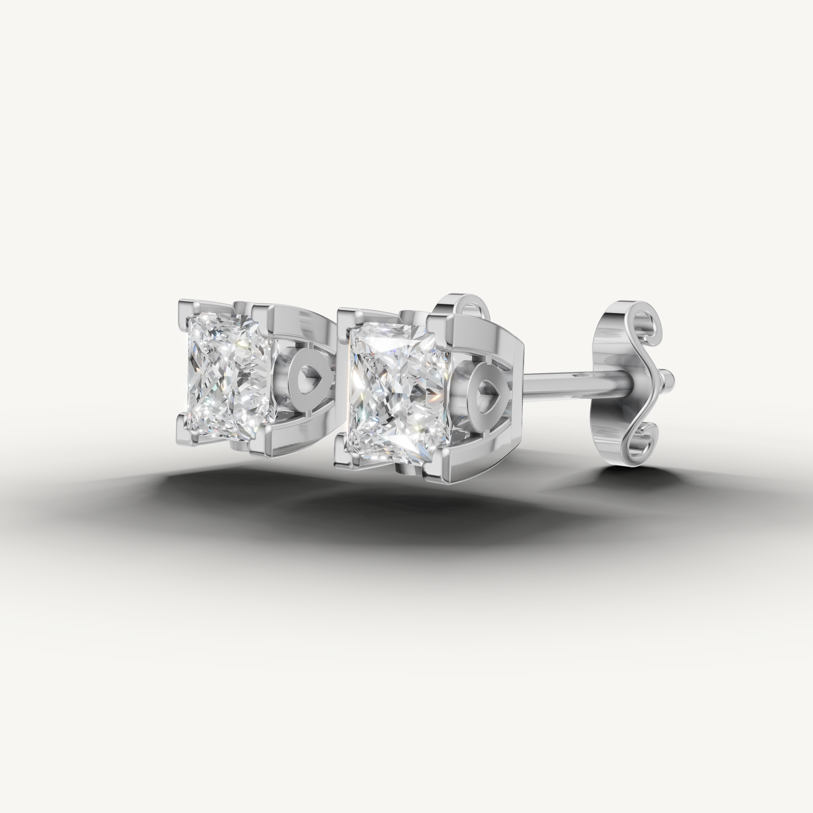 Raul Diamonds white gold princess cut diamond earrings with timeless luxury and brilliant shine