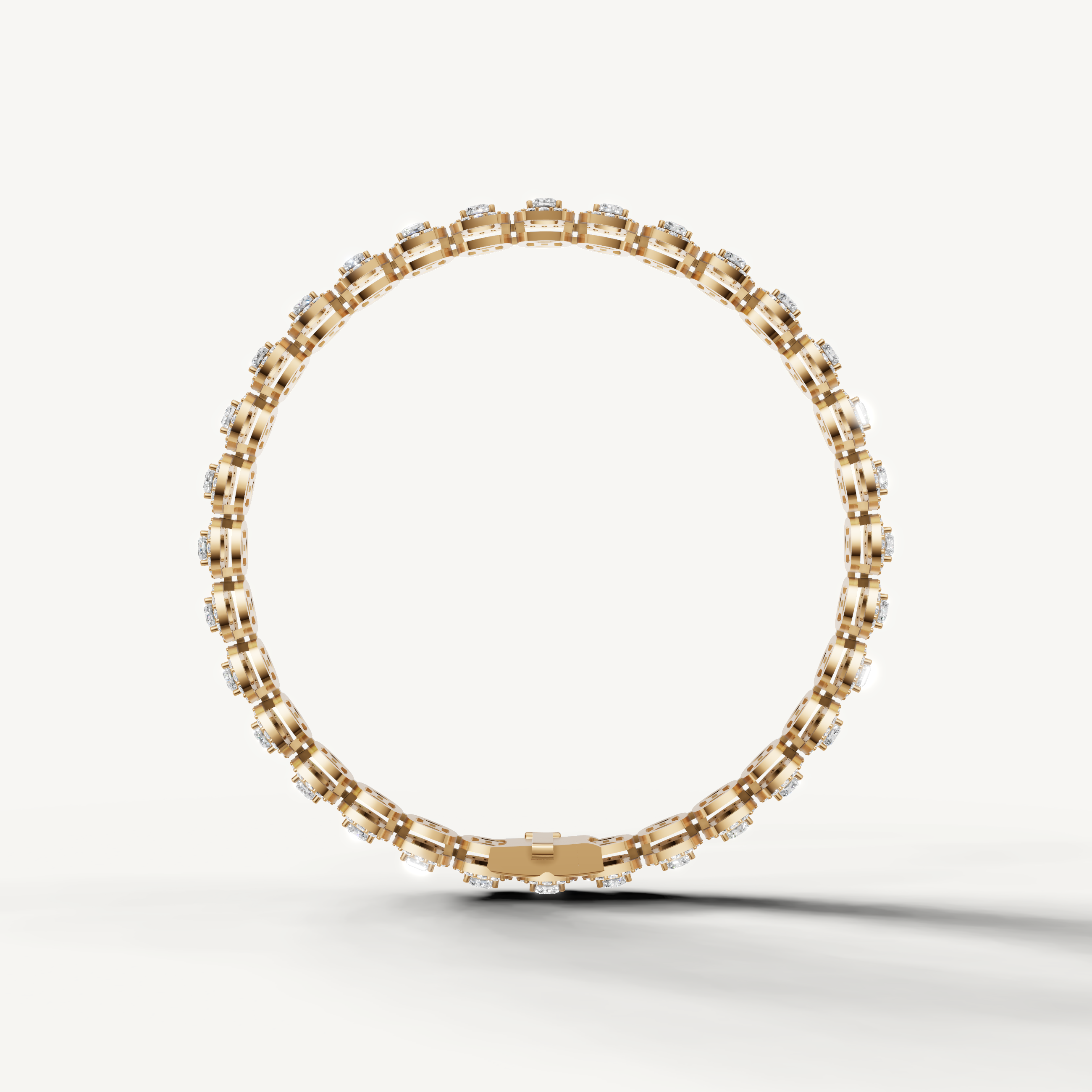 Premium Raul Diamonds yellow gold bracelet with emerald cut diamond row