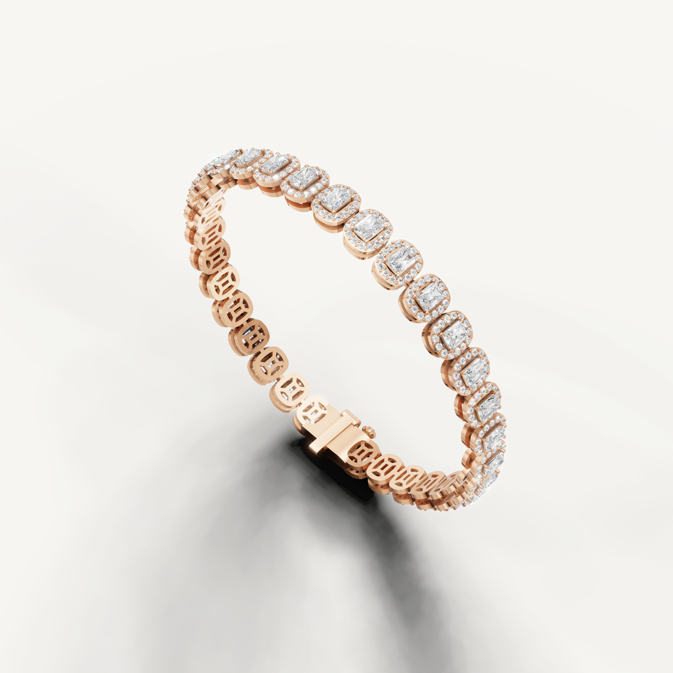 Luxury rose gold emerald diamond bracelet for women wedding jewelry collection