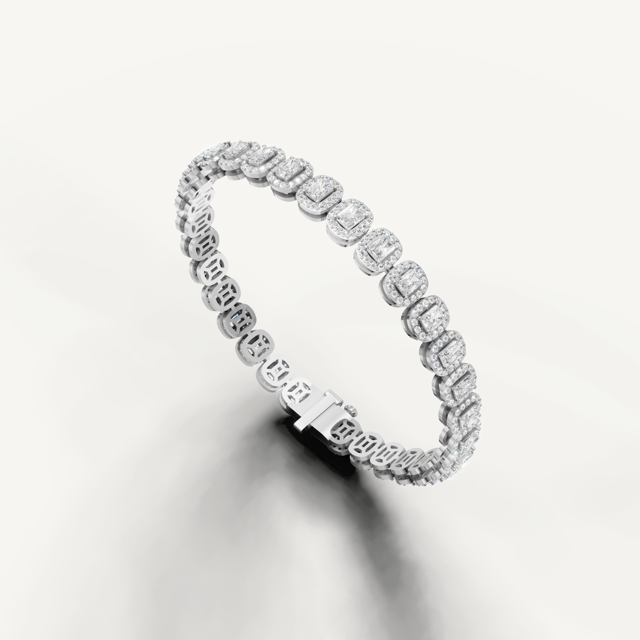 Premium white gold emerald cut diamond bracelet by Raul Diamonds