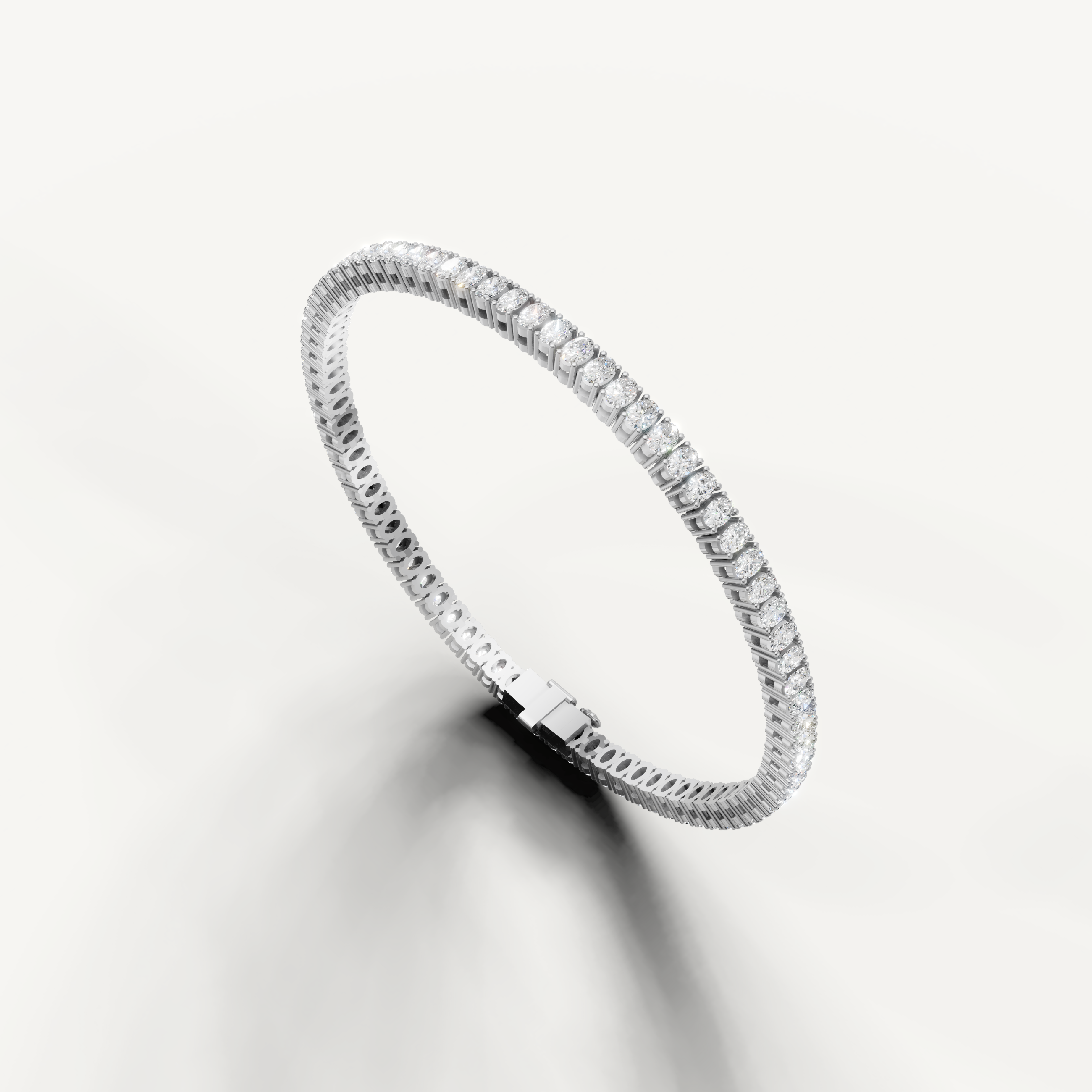 Luxury white gold diamond bracelet with oval stones