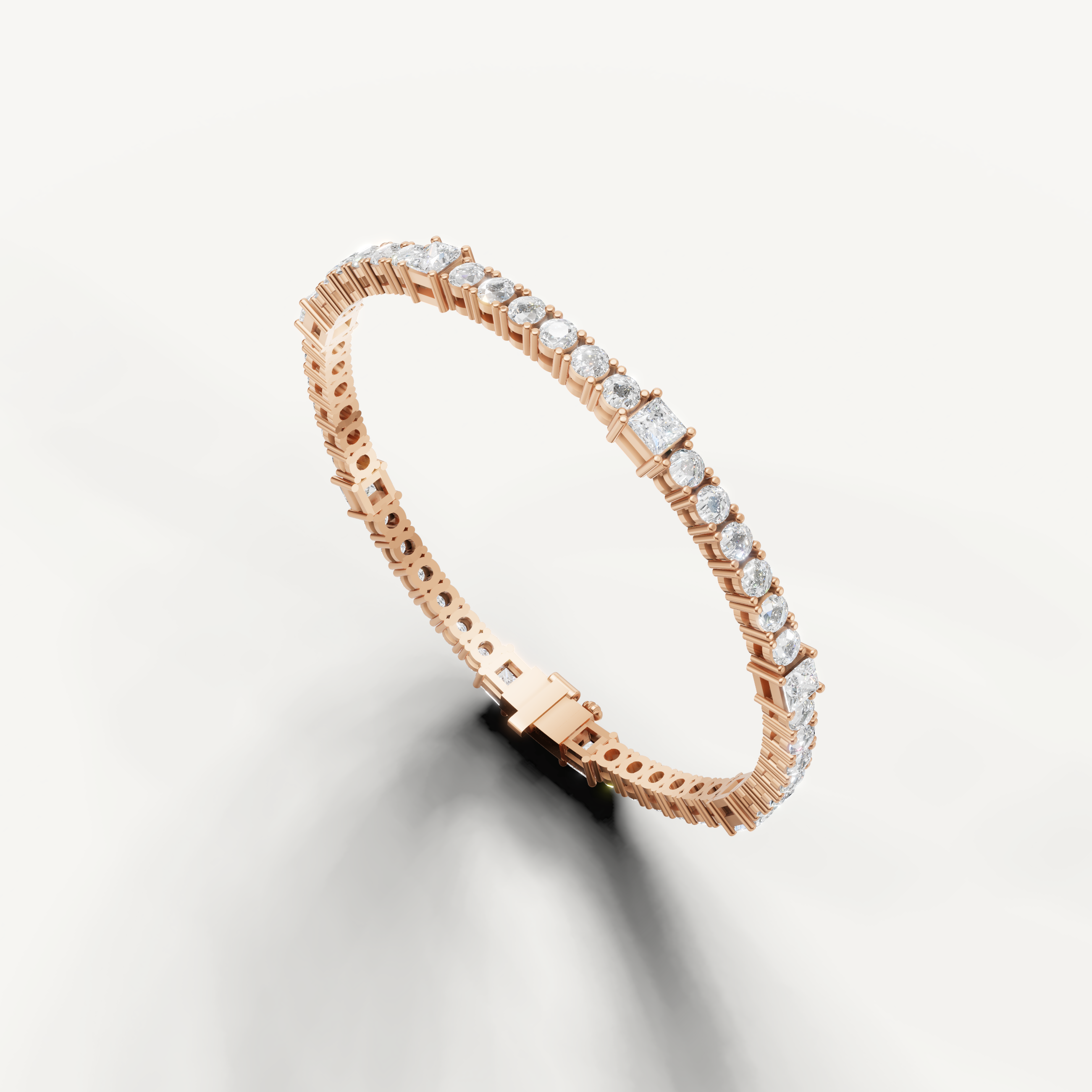 Fine rose gold bracelet with sparkling mixed cut diamonds