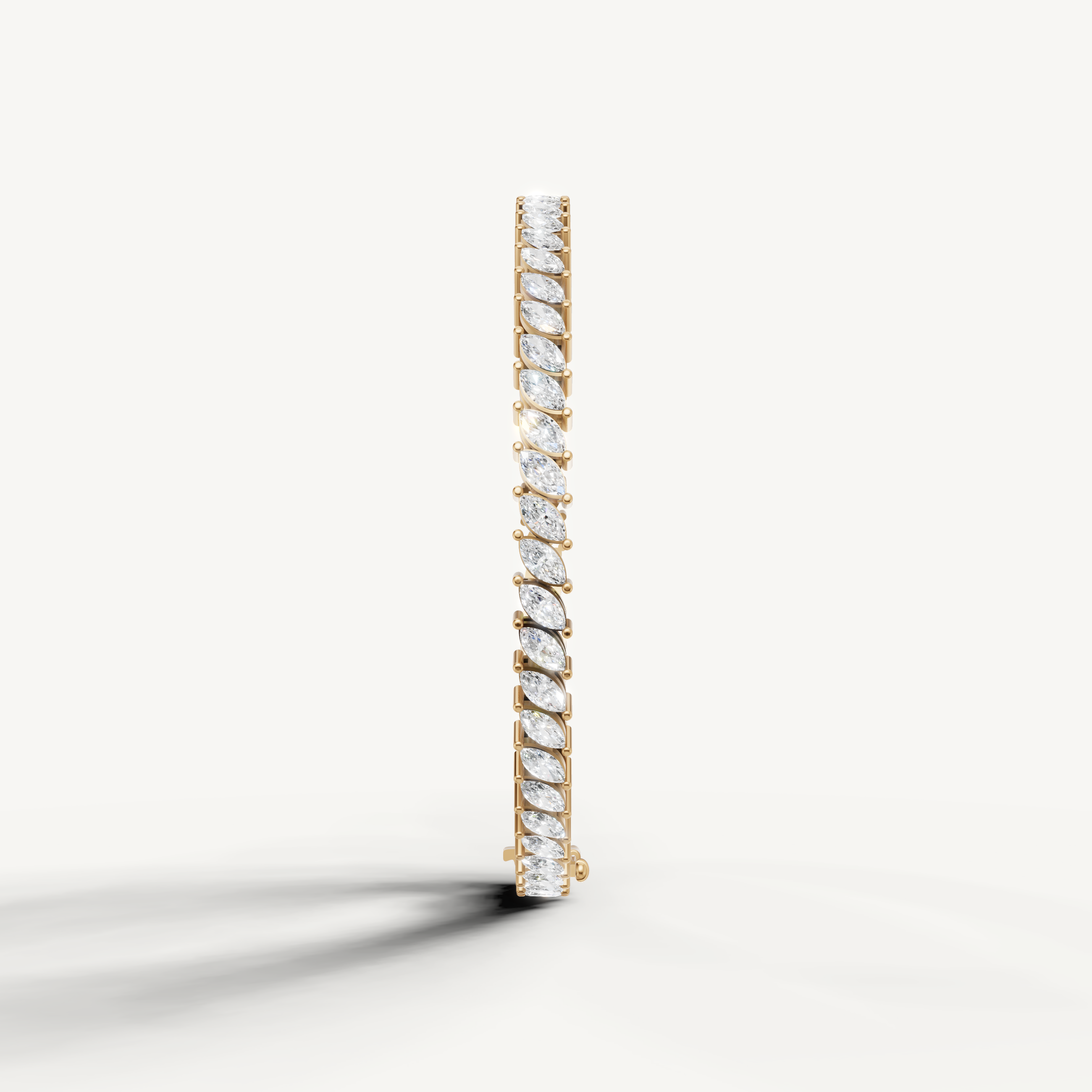 Elegant yellow gold bracelet with marquise cut diamonds for women
