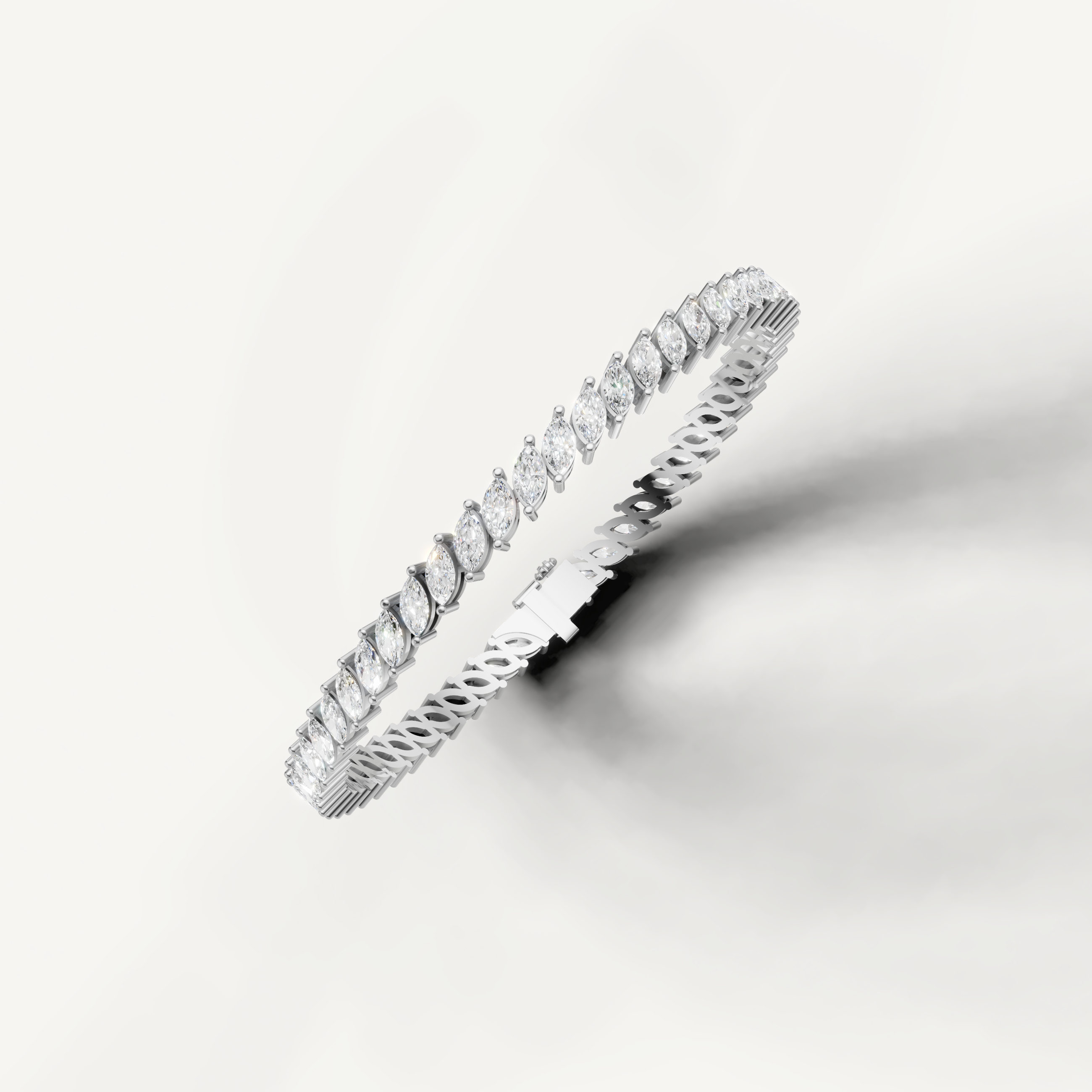 White gold marquise diamond tennis bracelet with luxury sparkle