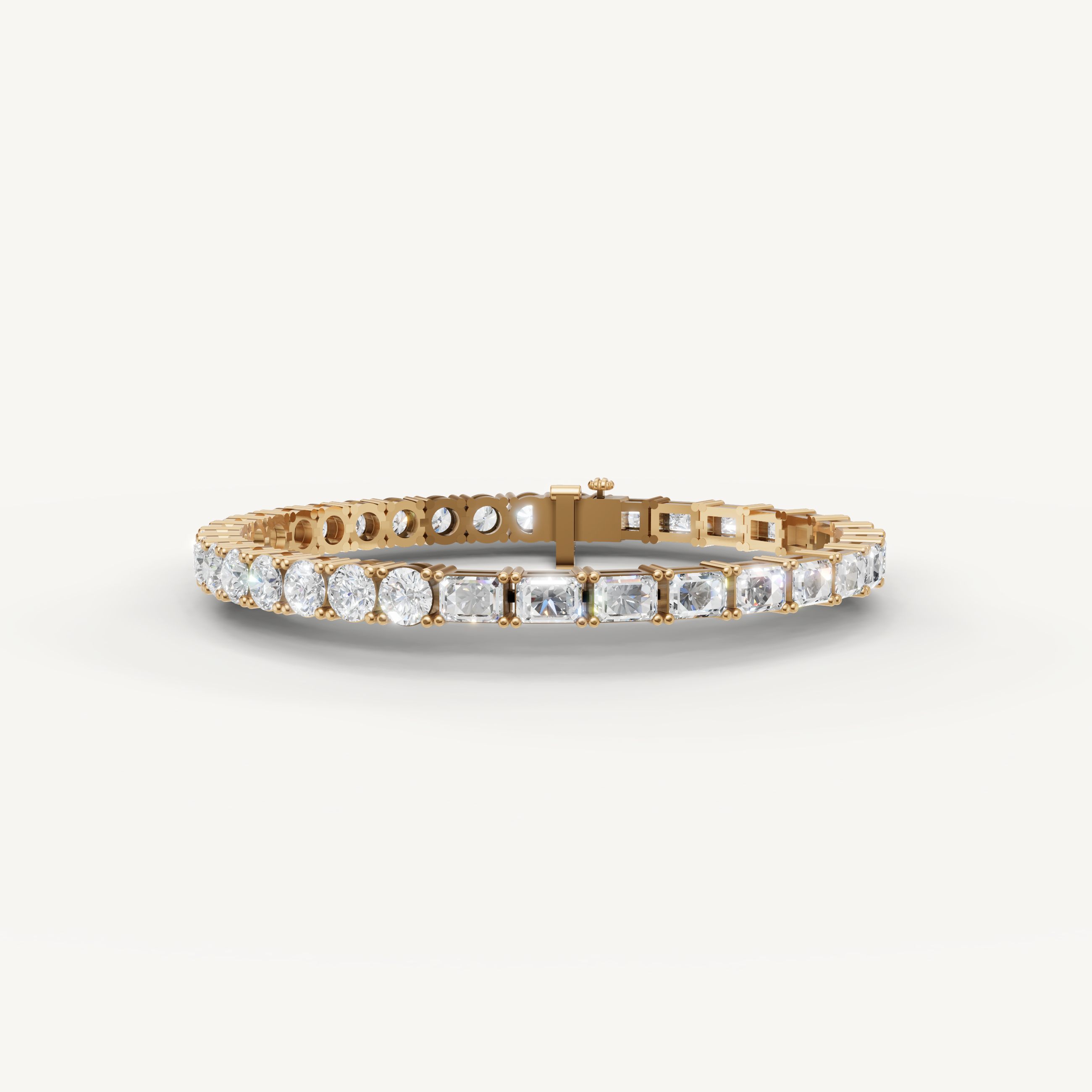 Raul Diamonds yellow gold mixed cut diamond tennis bracelet with round and princess diamonds