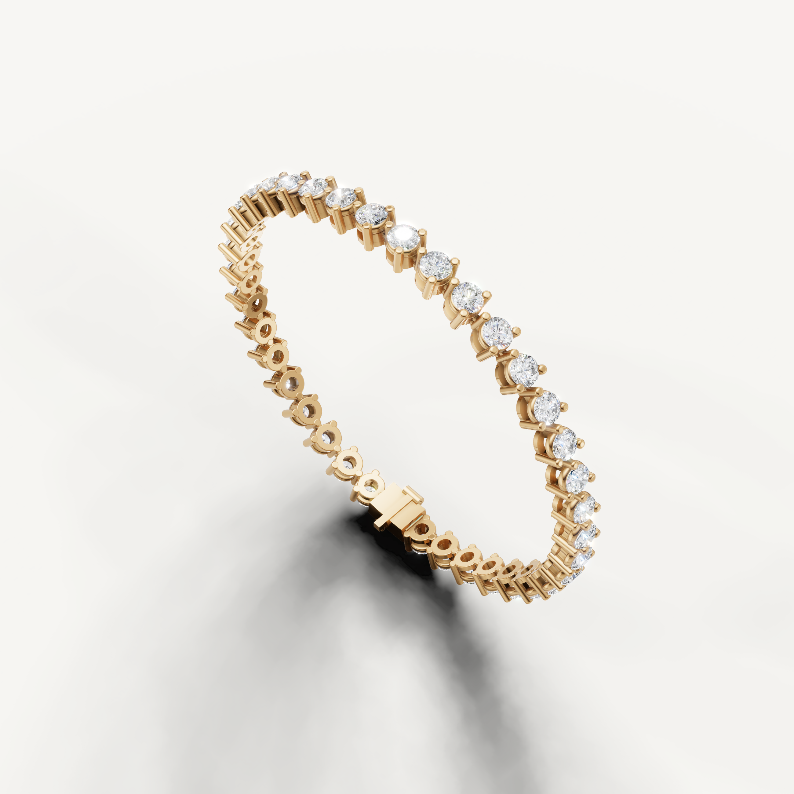 Fine yellow gold bracelet with round and pear cut certified diamonds by Raul Diamonds