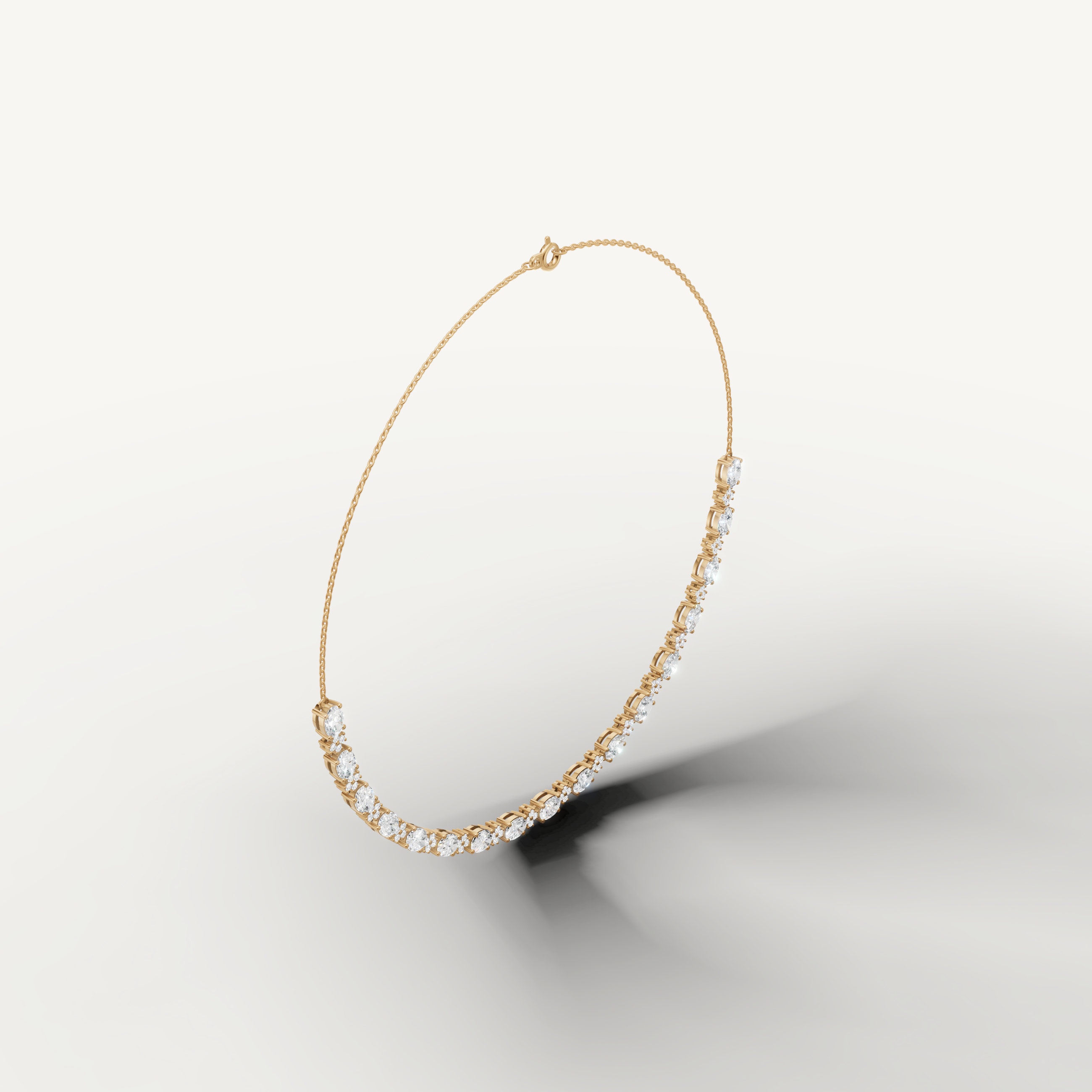 Modern Oval Lab Diamond Tennis Necklace in 14K Yellow Gold