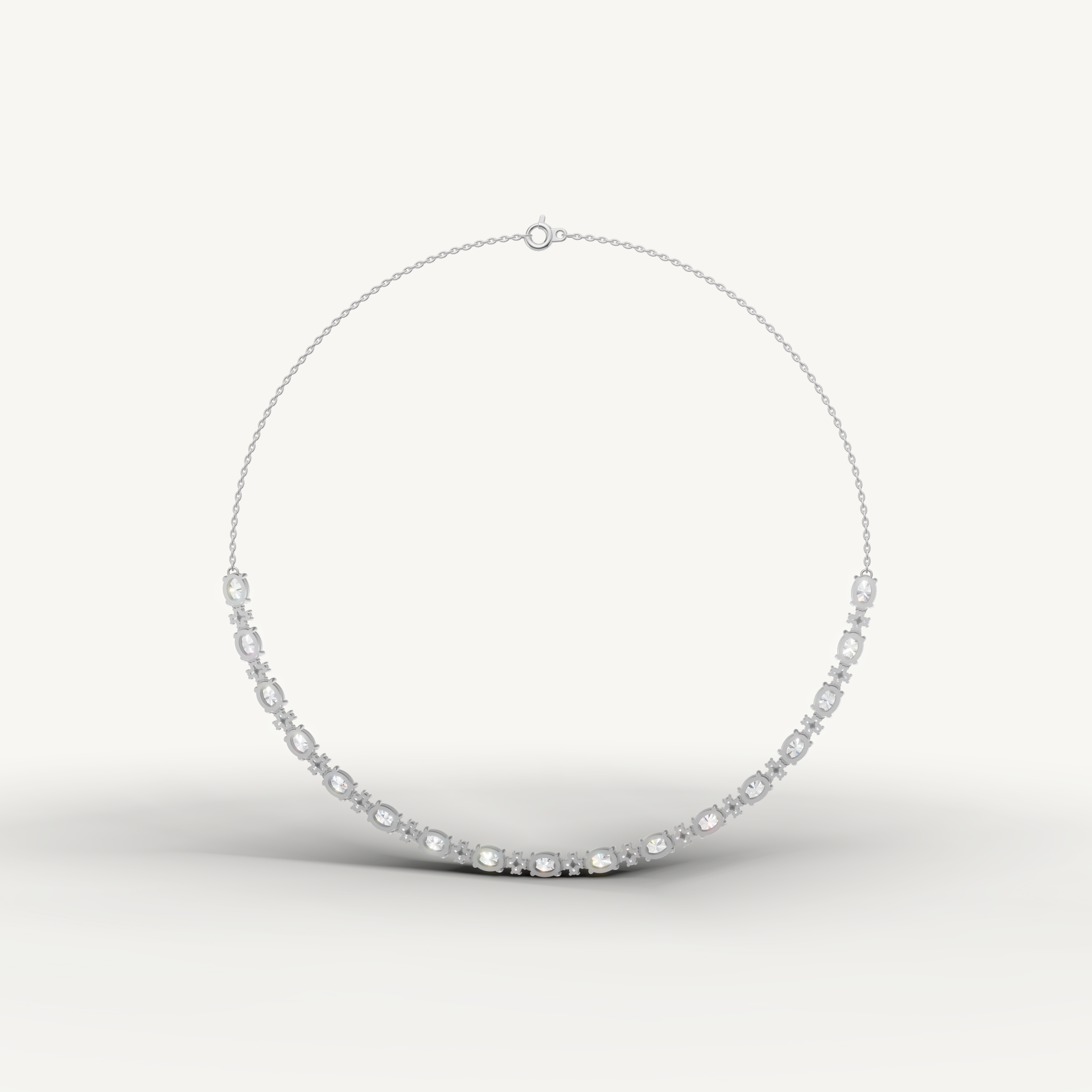 Luxury Oval Lab Diamond Statement Necklace in White Gold