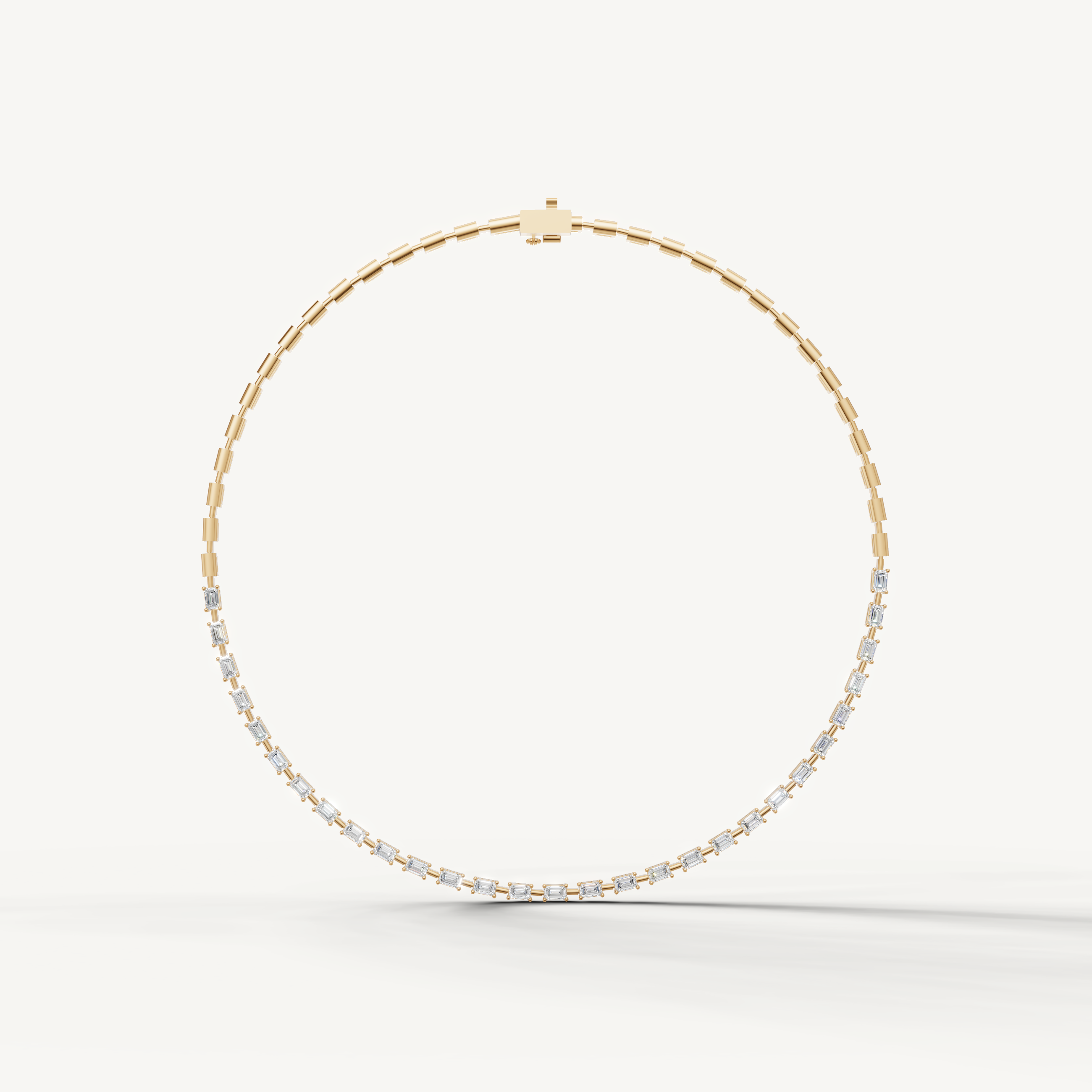 Emerald Cut Lab Grown Diamond Tennis Necklace in 14K Yellow Gold by Raul Diamonds