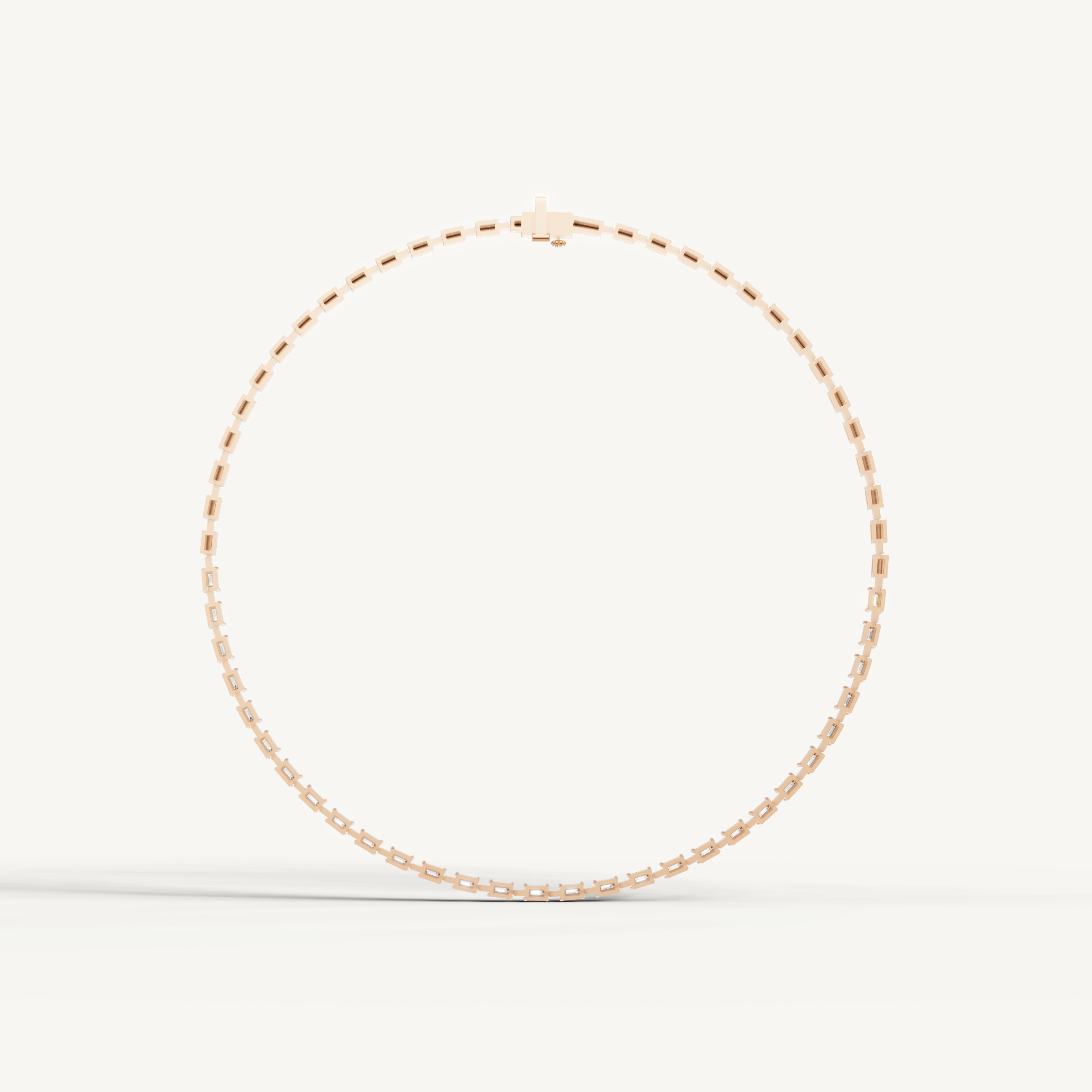 Elegant Emerald Cut Lab Grown Diamond Line Necklace Rose Gold