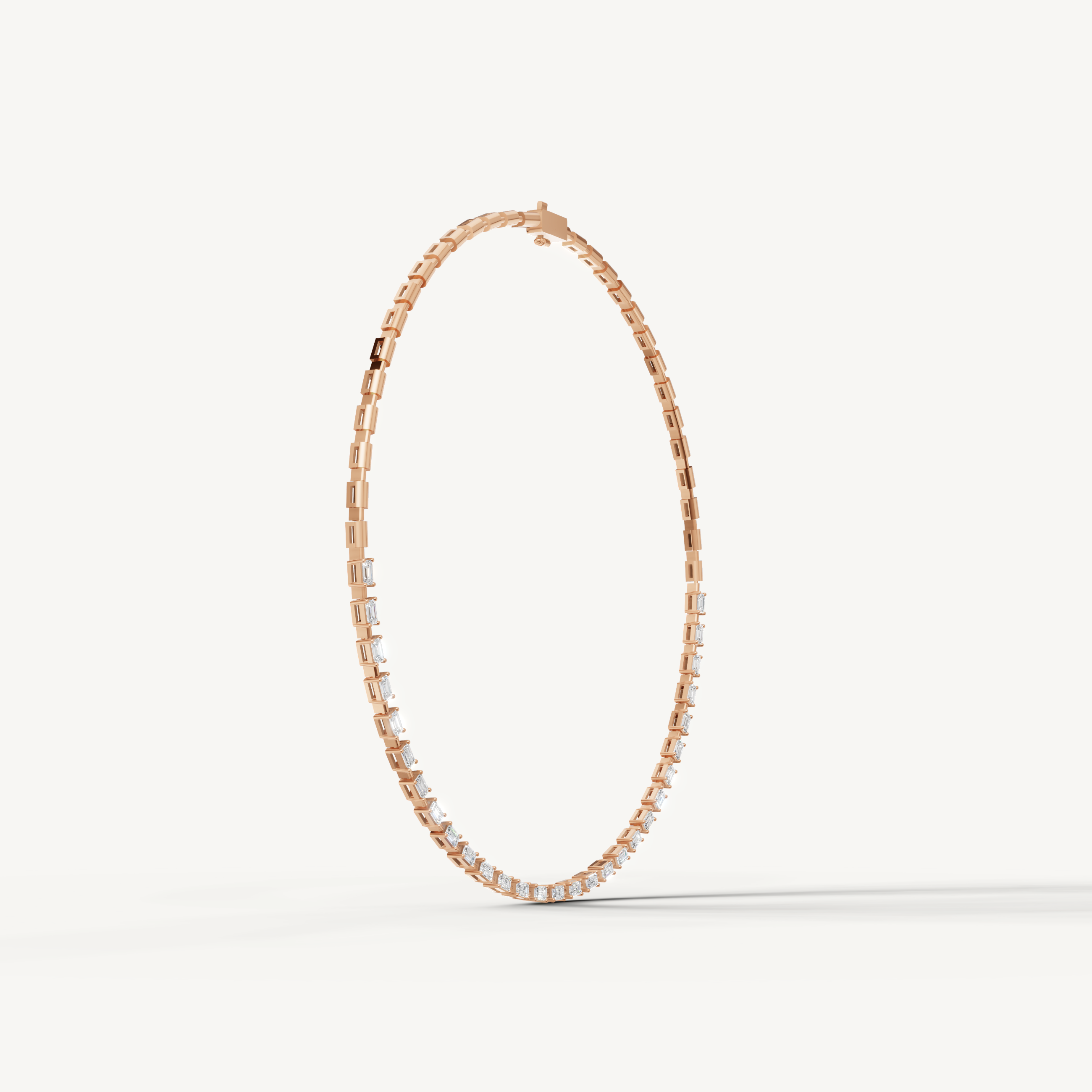 Emerald Cut Lab Grown Diamond Tennis Necklace in 14K White Gold by Raul Diamonds