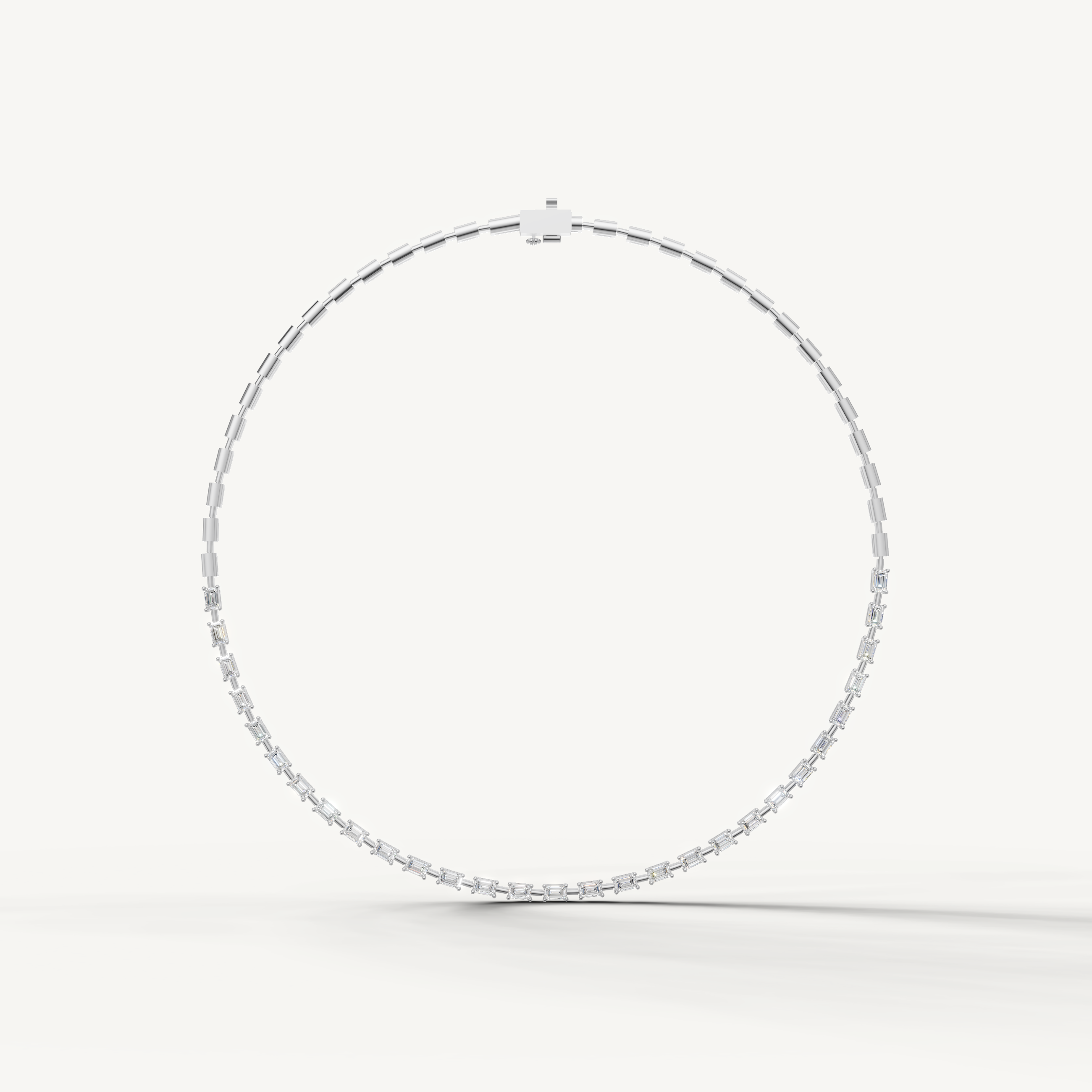 Elegant Emerald Cut Lab Grown Diamond Line Necklace White Gold