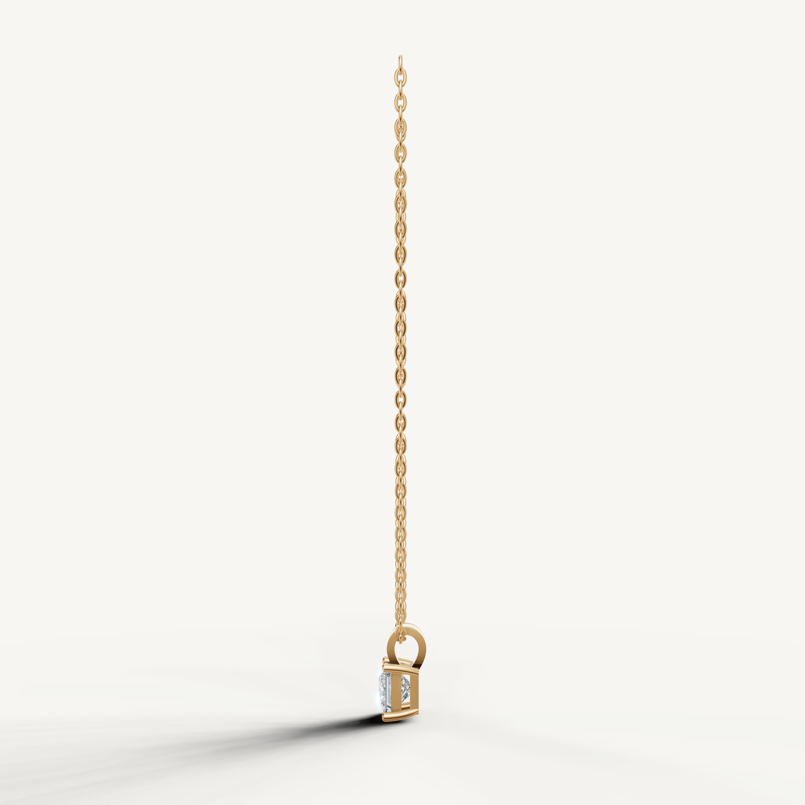 Minimalist Princess Cut Lab Diamond Solitaire Pendant in Yellow Gold