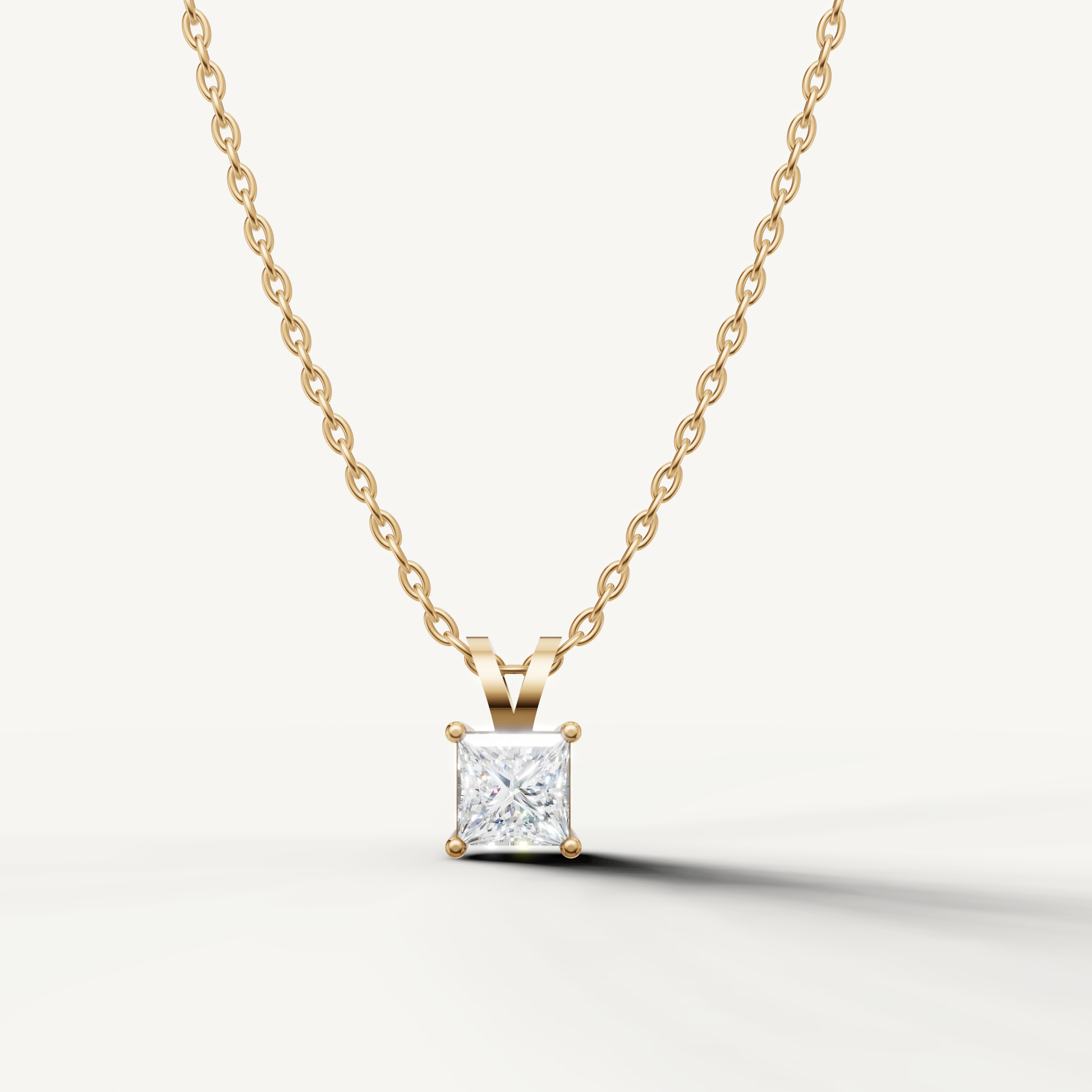 Princess Cut Lab Grown Diamond Pendant Necklace in 14K Yellow Gold by Raul Diamonds