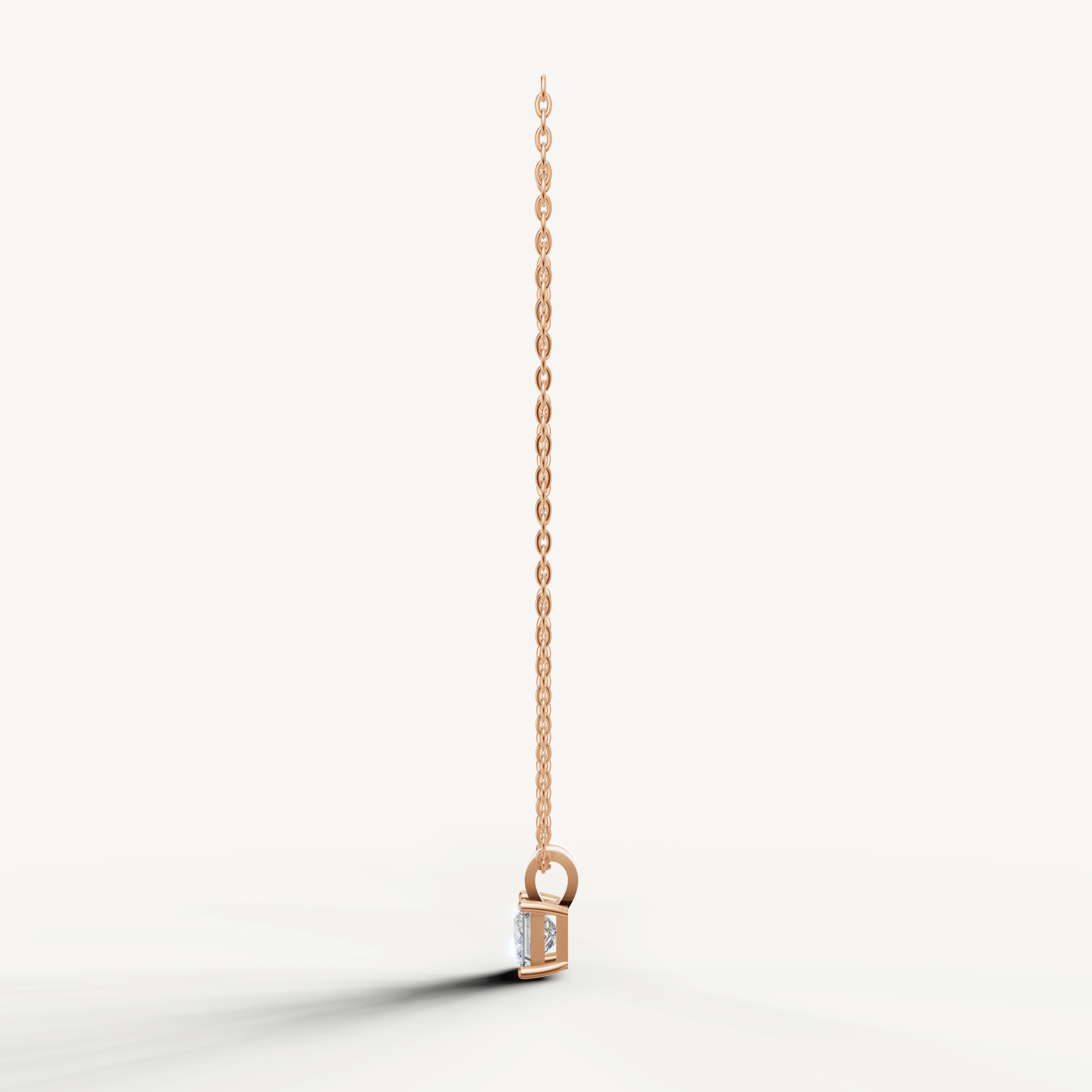 Princess Shape Lab Grown Diamond Pendant Necklace with Four Prong Setting Rose Gold
