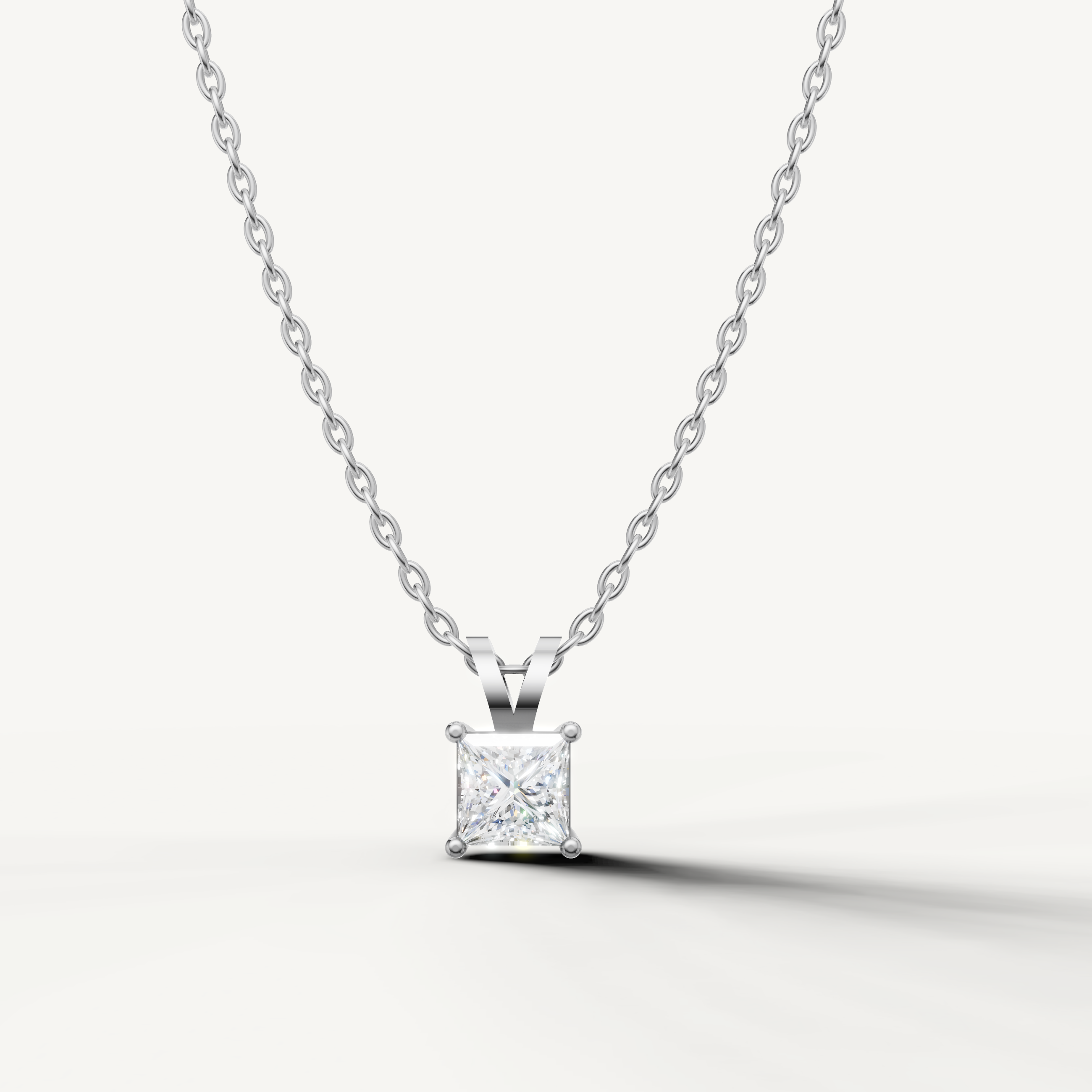 Princess Cut Lab Grown Diamond Pendant Necklace in 14K White Gold by Raul Diamonds