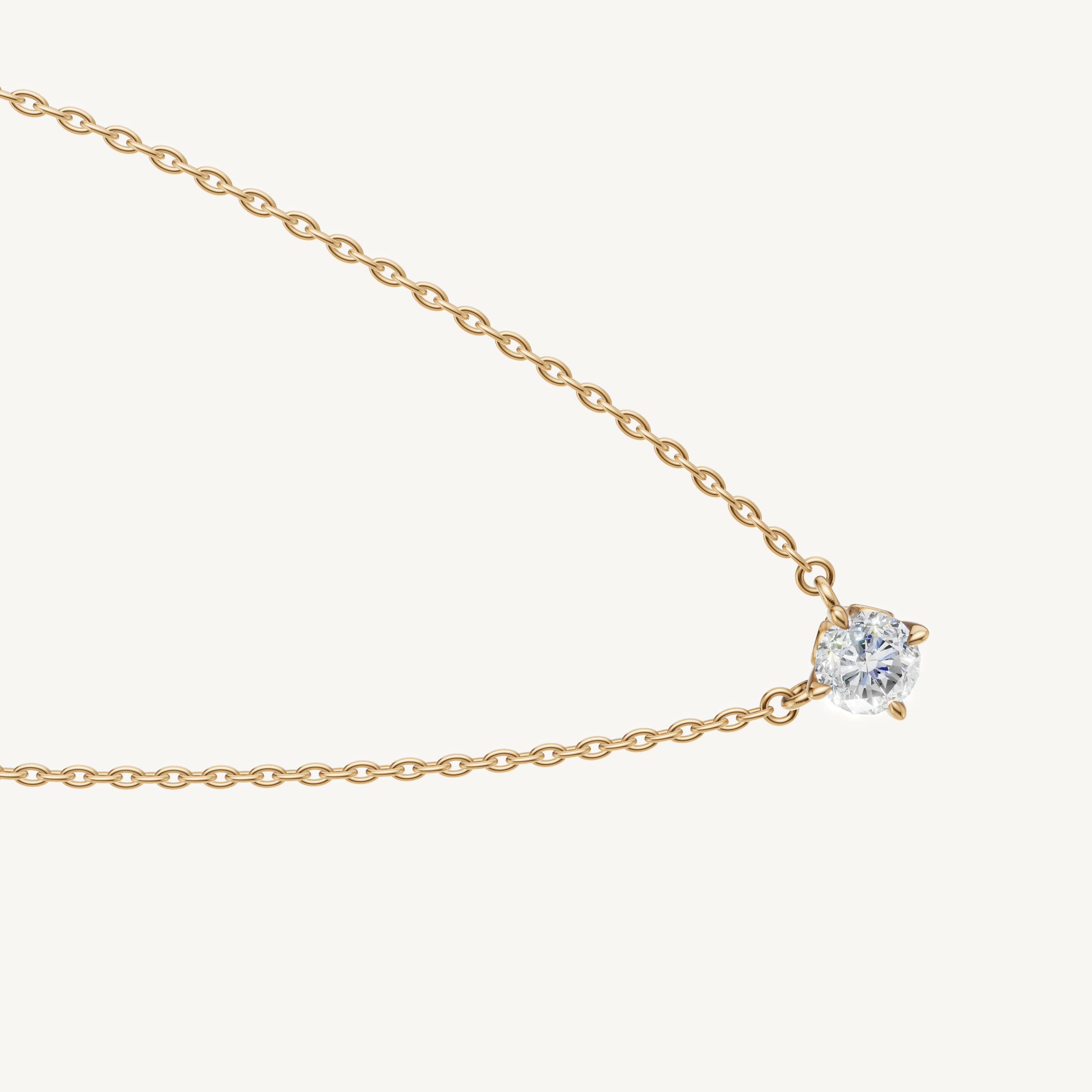 Everyday Round Lab Diamond Solitaire Pendant Necklace Yellow Gold