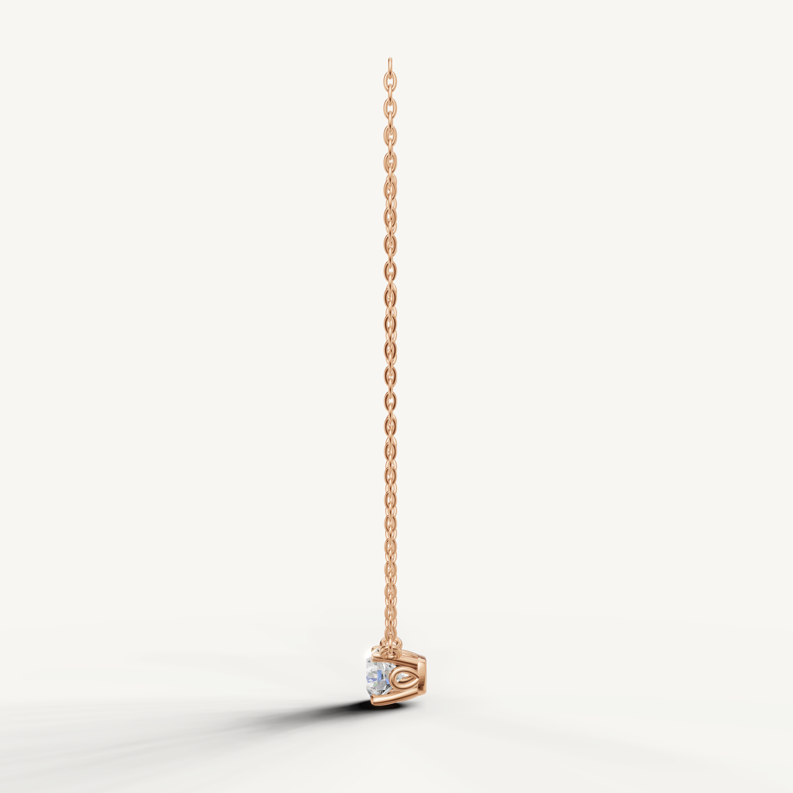 Classic Round Cut Lab Grown Diamond Necklace Pendant in 14K Rose Gold