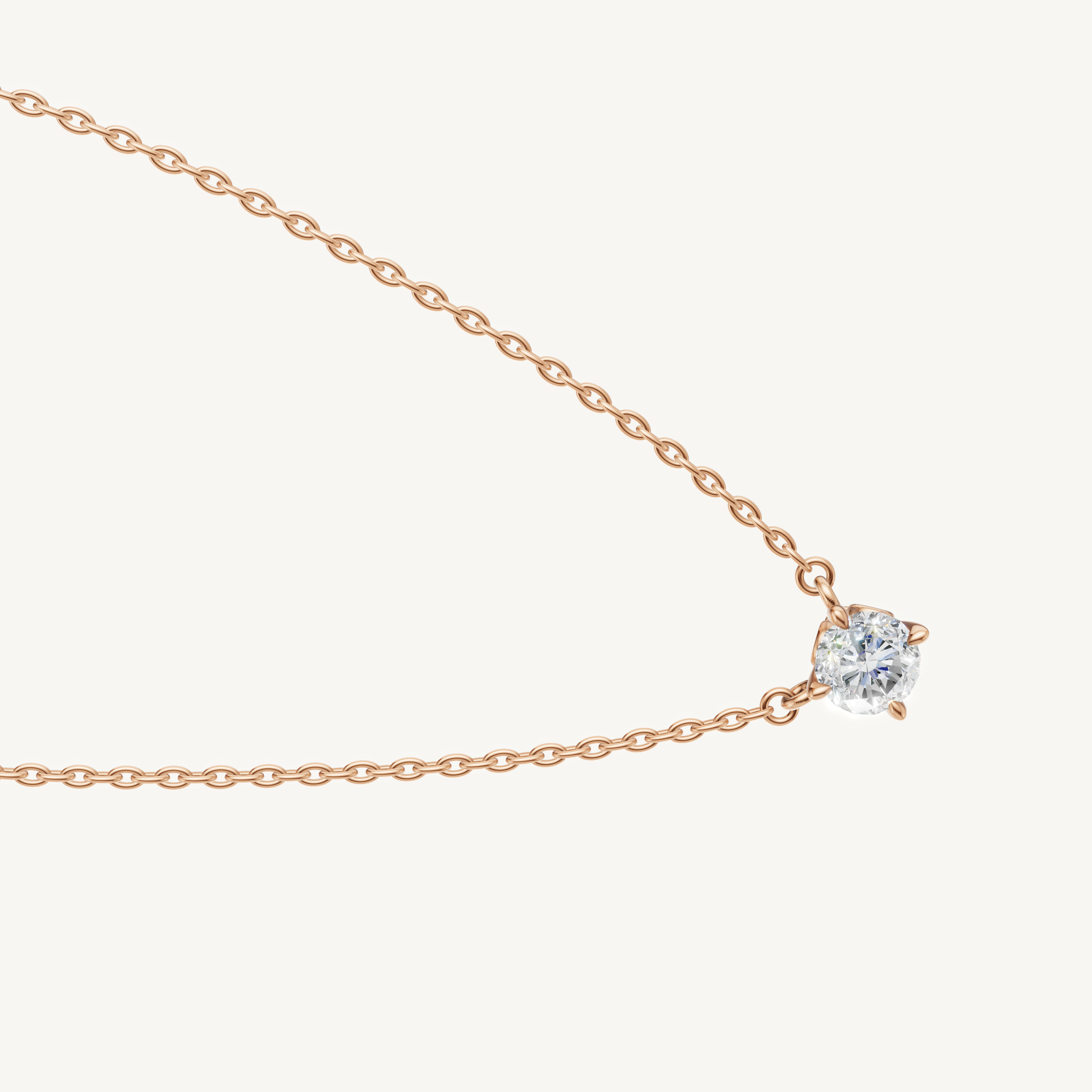 Everyday Round Lab Diamond Solitaire Pendant Necklace Rose Gold