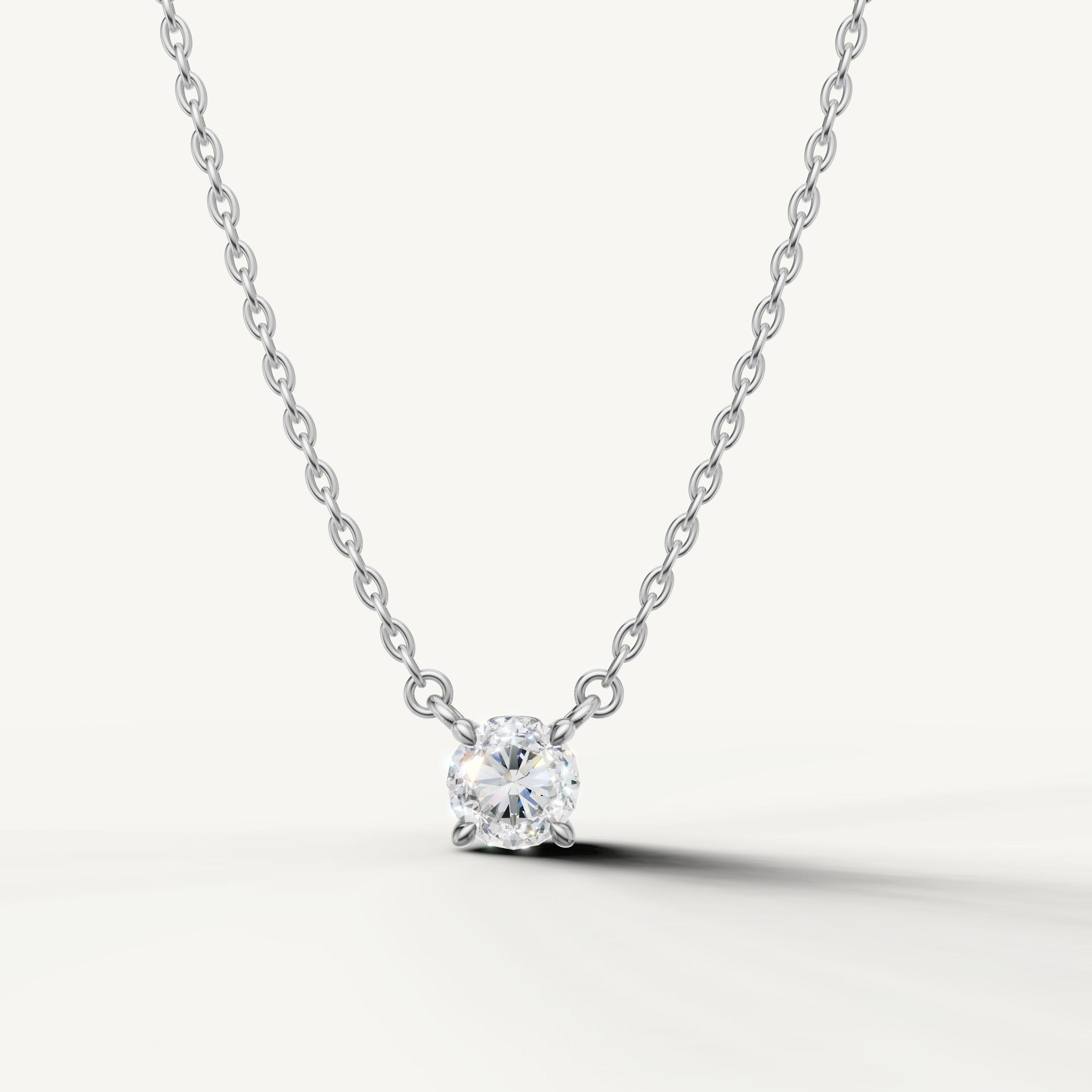Round Lab Grown Diamond Pendant Necklace in 14K White Gold by Raul Diamonds