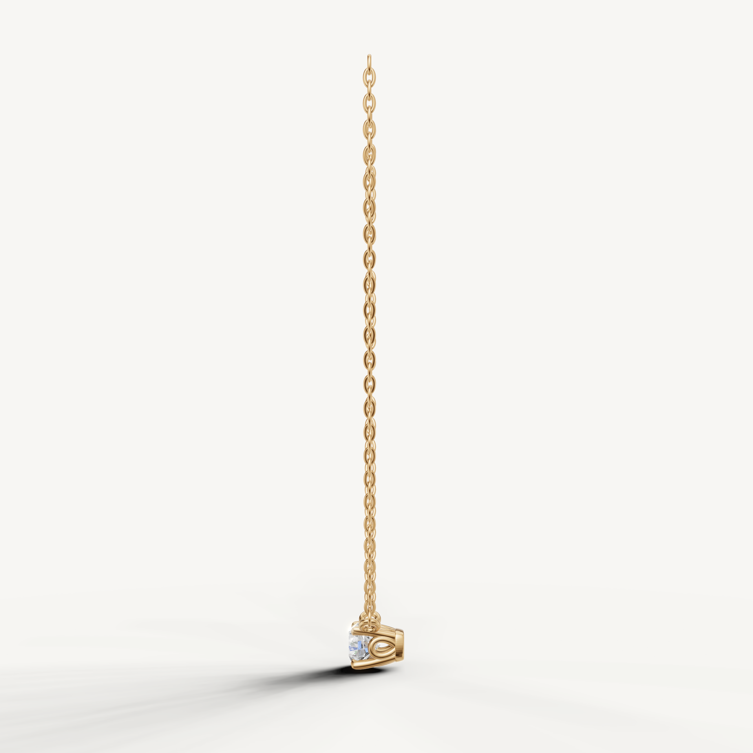 Minimalist Round Brilliant Lab Diamond Pendant in Yellow Gold