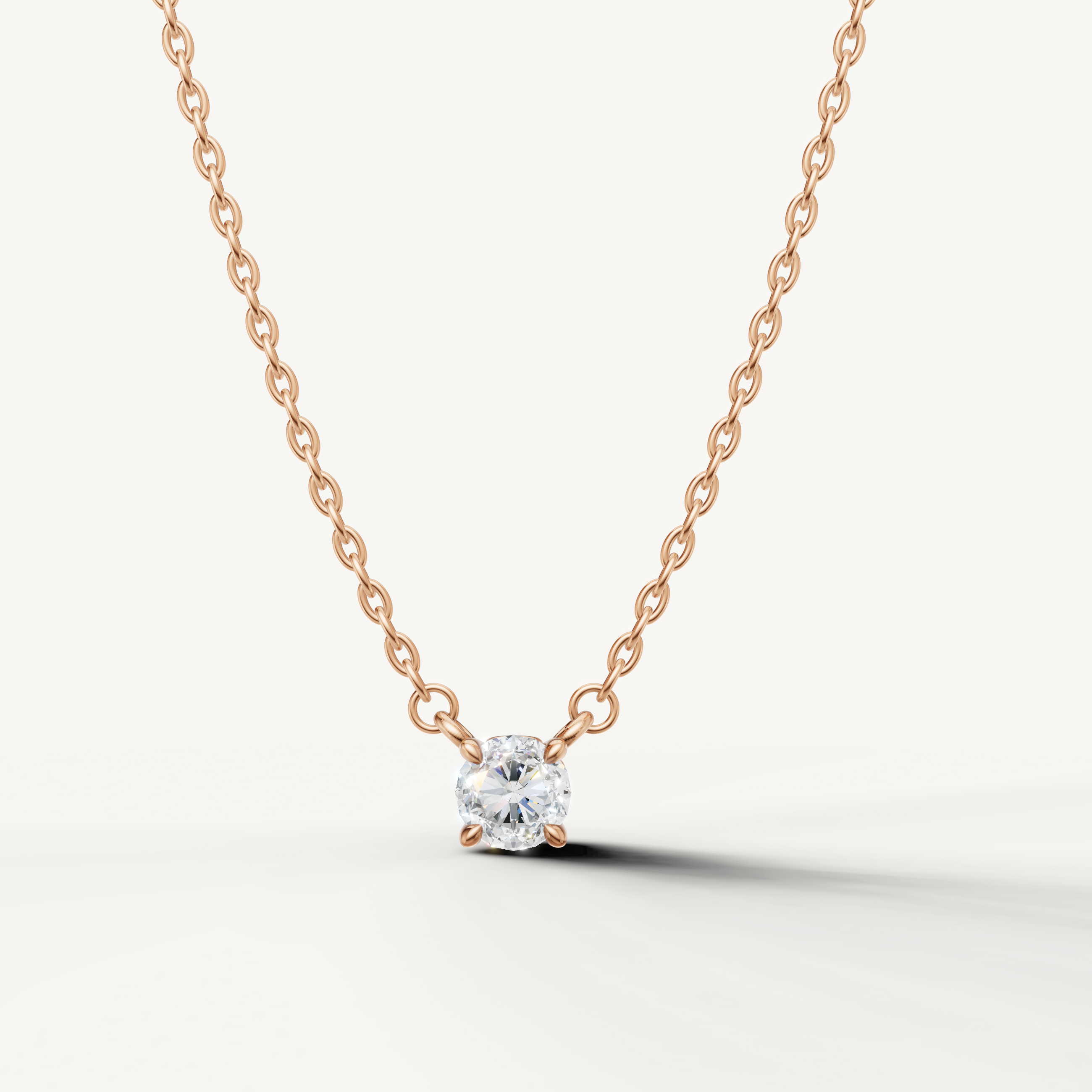 Round Lab Grown Diamond Solitaire Pendant Necklace in 14K Rose Gold by Raul Diamonds