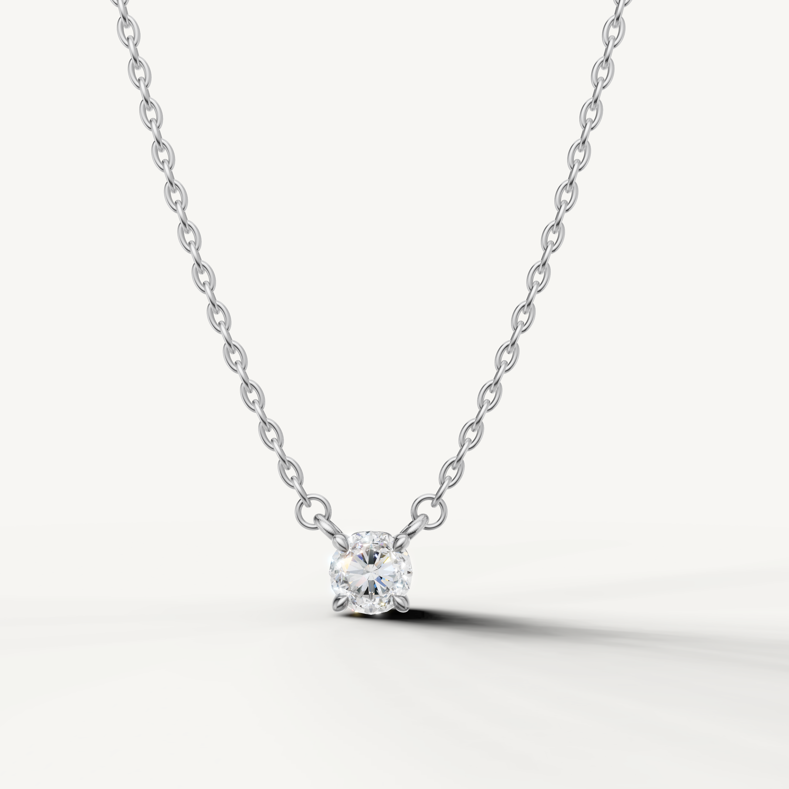 Round Lab Grown Diamond Solitaire Pendant Necklace in 14K White Gold by Raul Diamonds