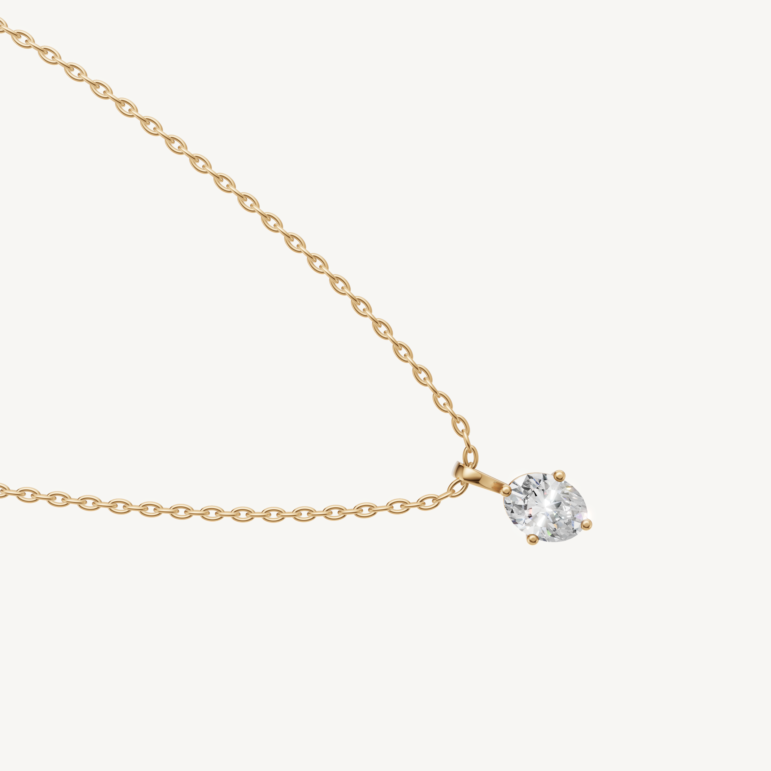 Everyday Oval Lab Diamond Solitaire Pendant Necklace in 14K Yellow Gold