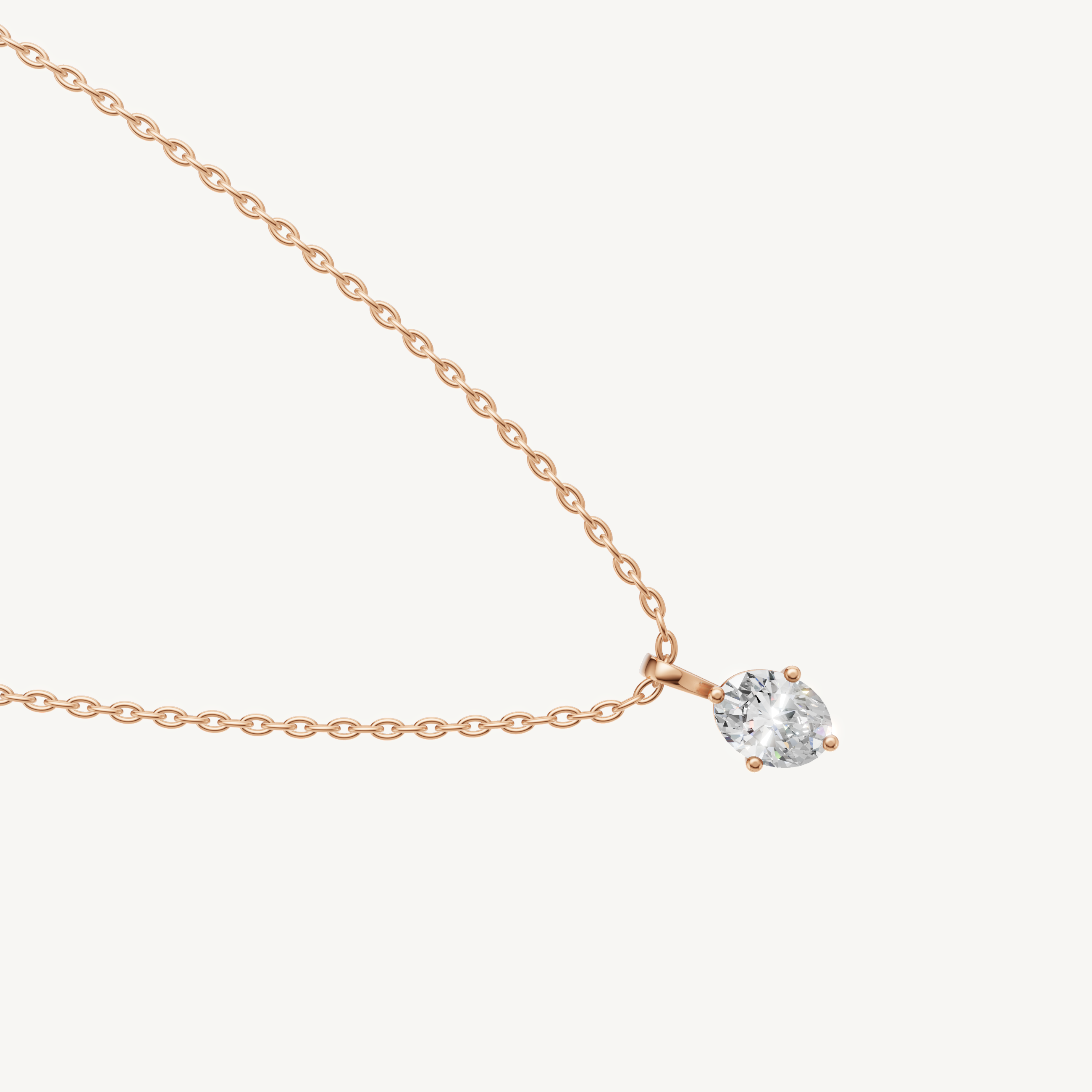 Everyday Oval Lab Diamond Solitaire Pendant Necklace in 14K Rose Gold