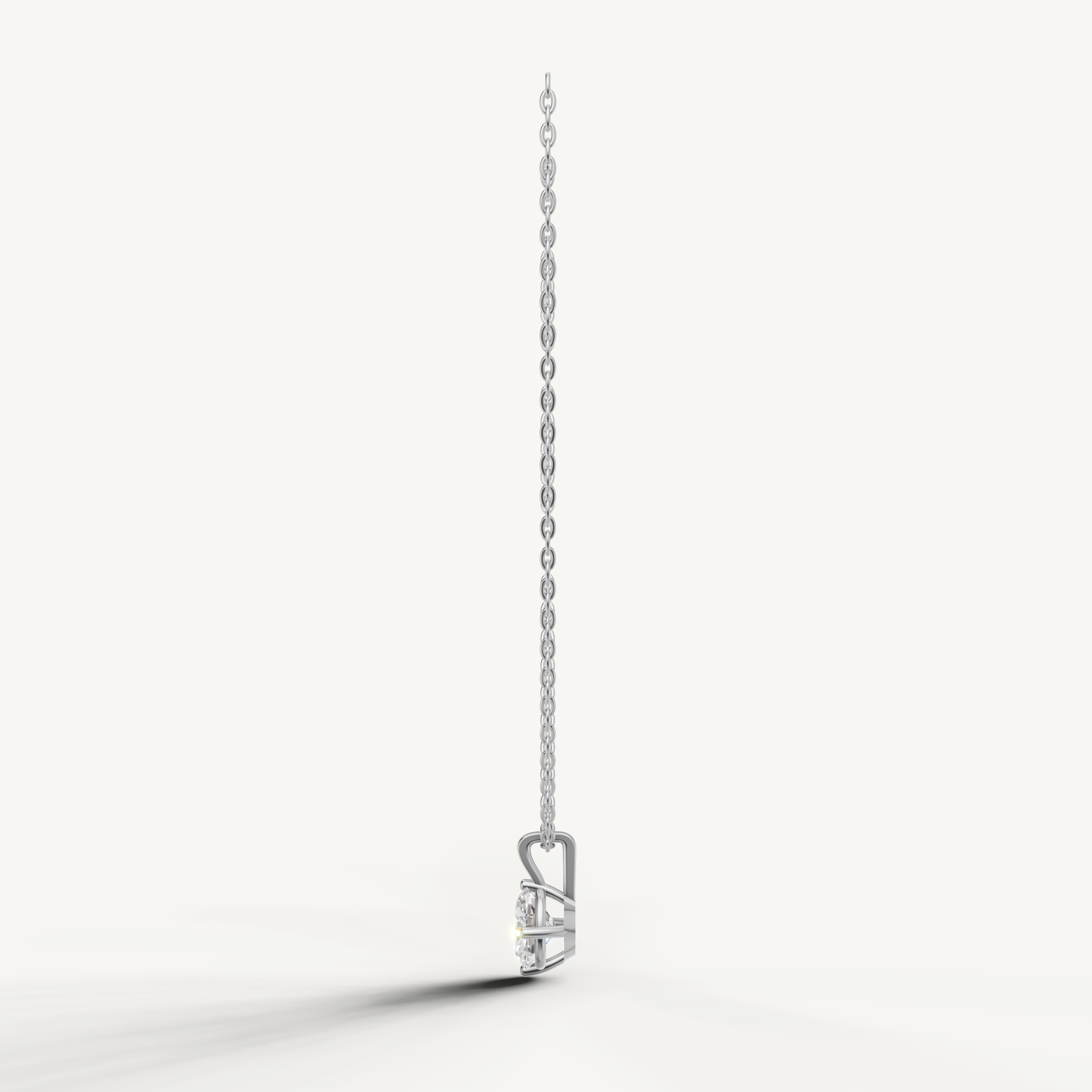 Elegant Oval Lab Grown Diamond Necklace with Three Prong Setting White Gold