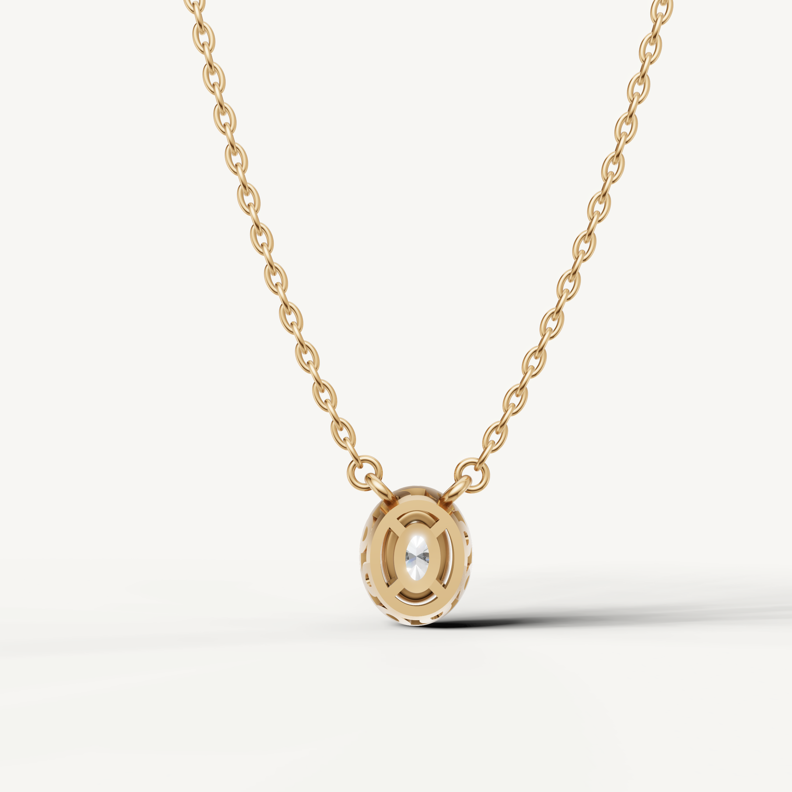 Elegant Oval Cut Lab Diamond Halo Pendant in Yellow Gold