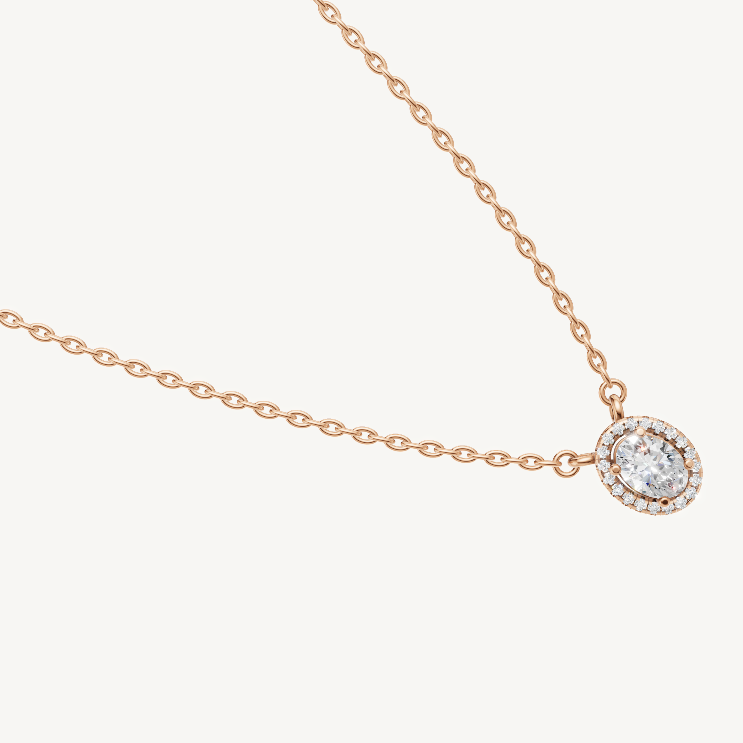 Fine Jewelry Oval Lab Grown Diamond Halo Pendant by Raul Diamonds