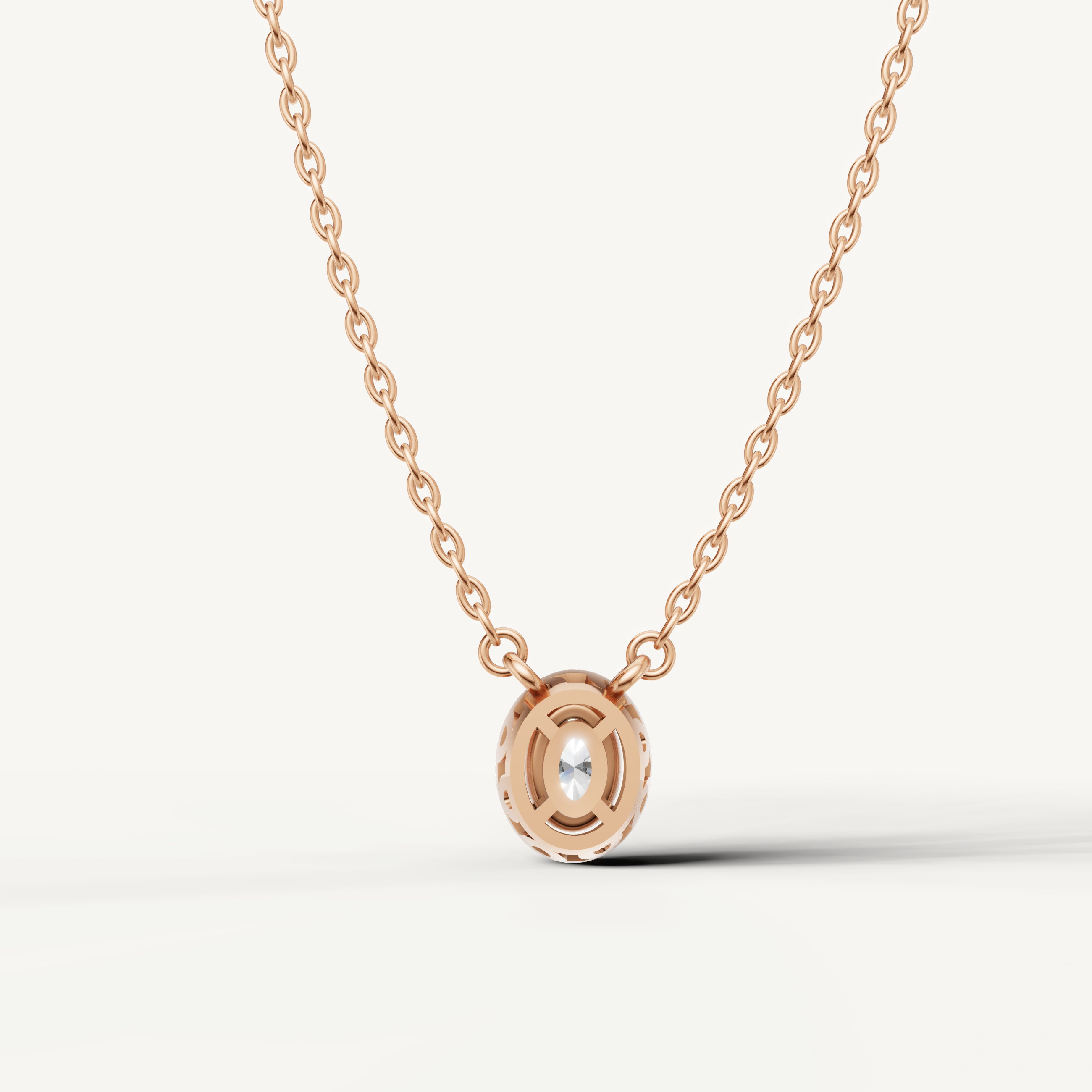 Elegant Oval Cut Lab Diamond Halo Pendant in Rose Gold