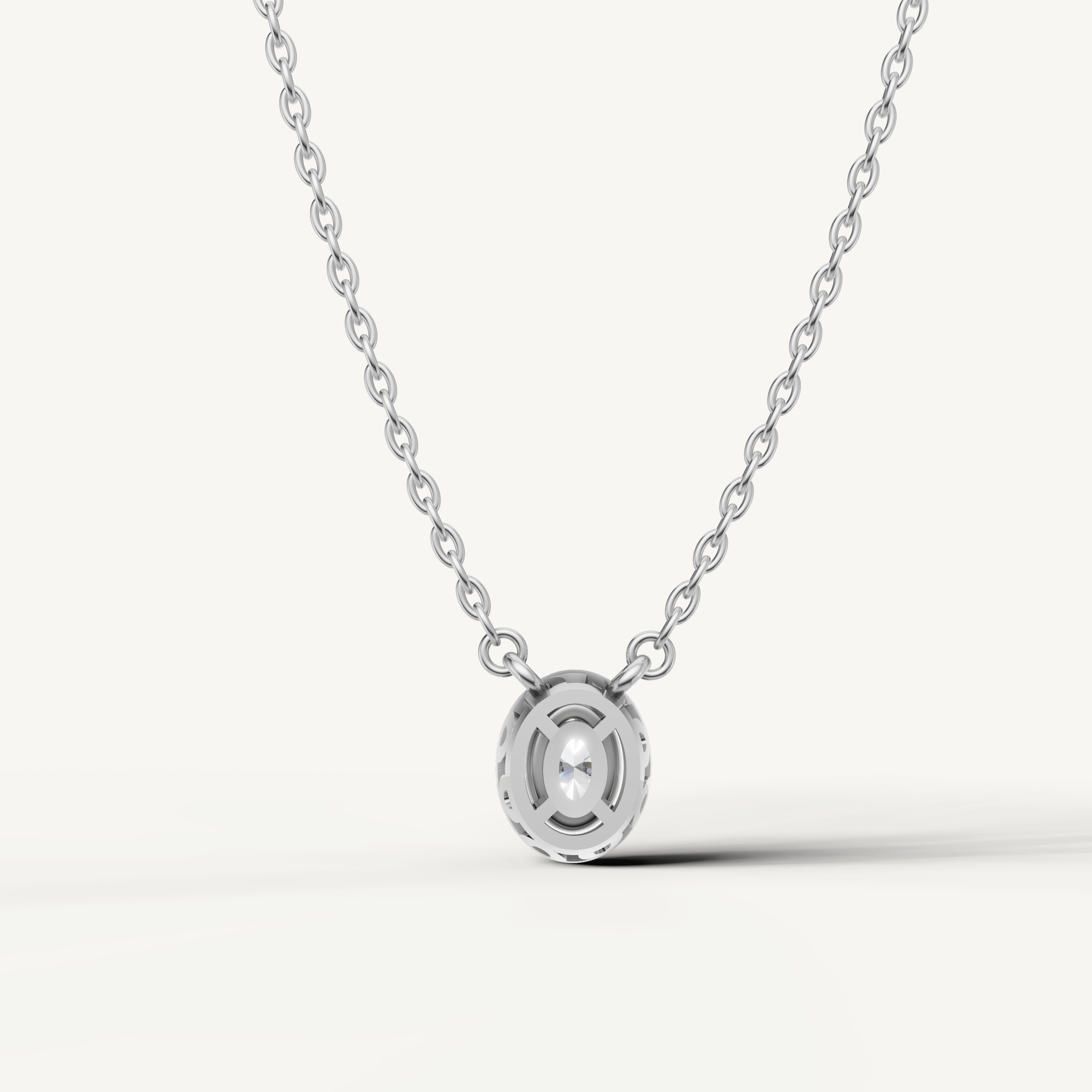Elegant Oval Cut Lab Diamond Halo Pendant in White Gold