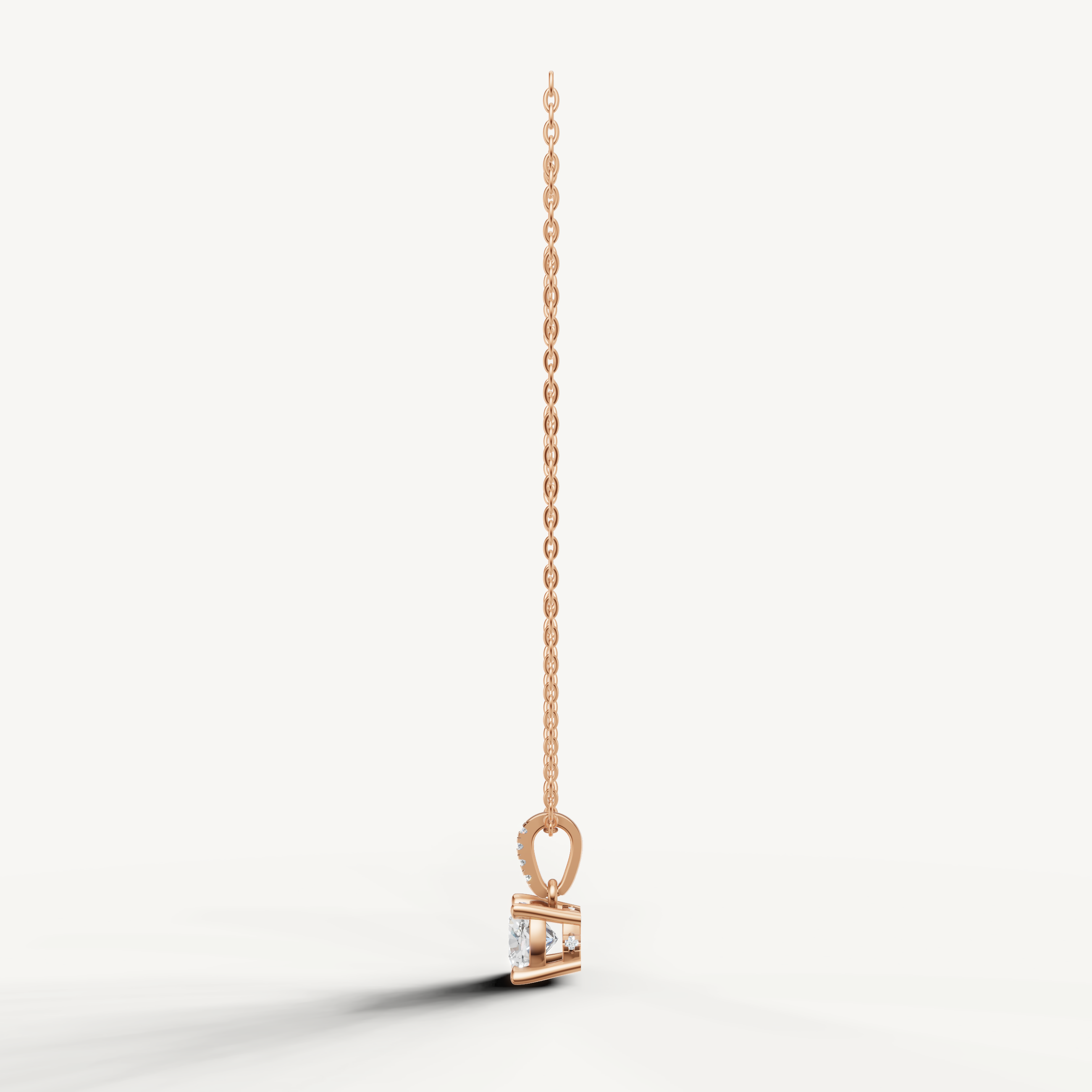 Elegant Cushion Cut Lab Grown Diamond Necklace with Pavé Bail Rose Gold