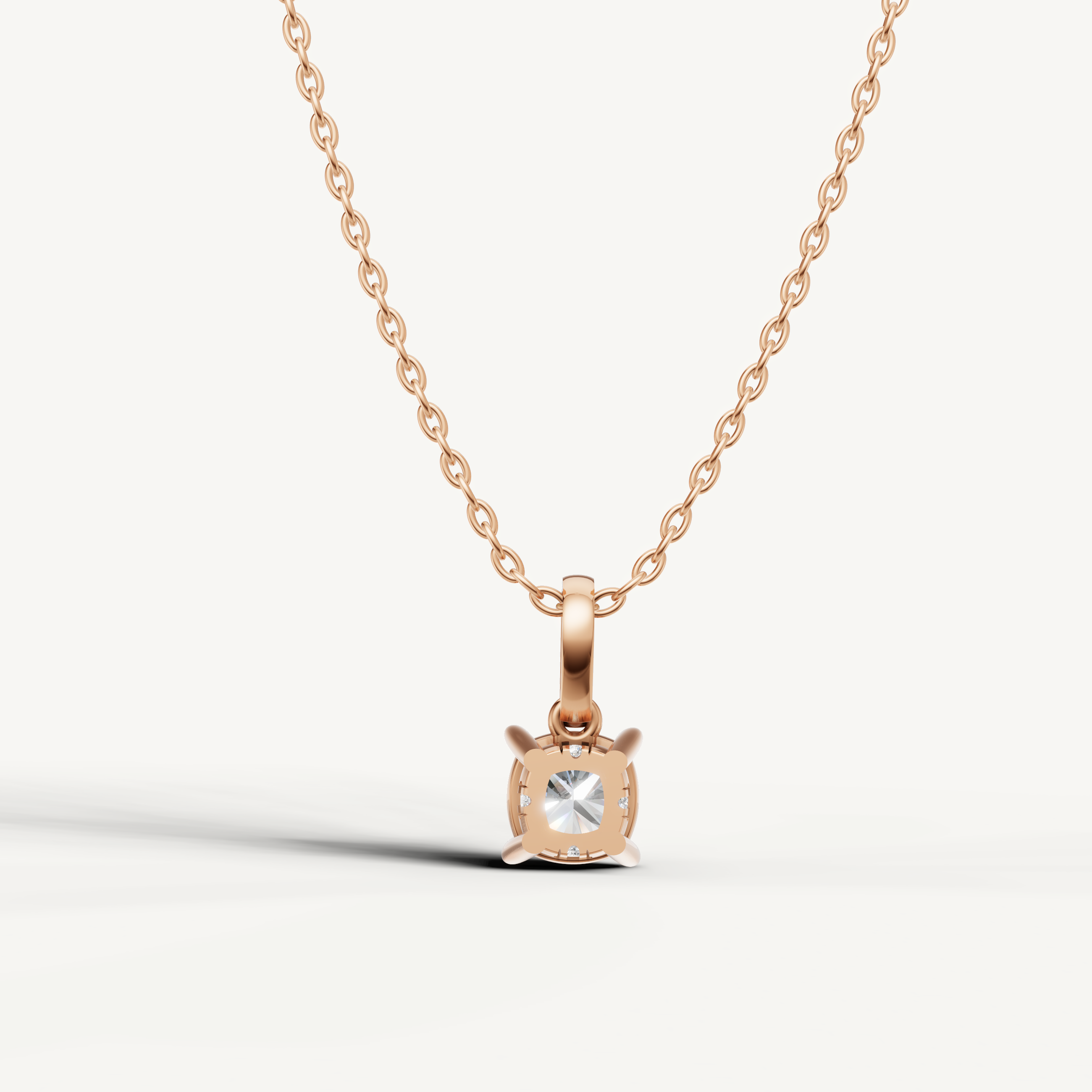 Minimalist Cushion Lab Diamond Solitaire Pendant in Rose Gold