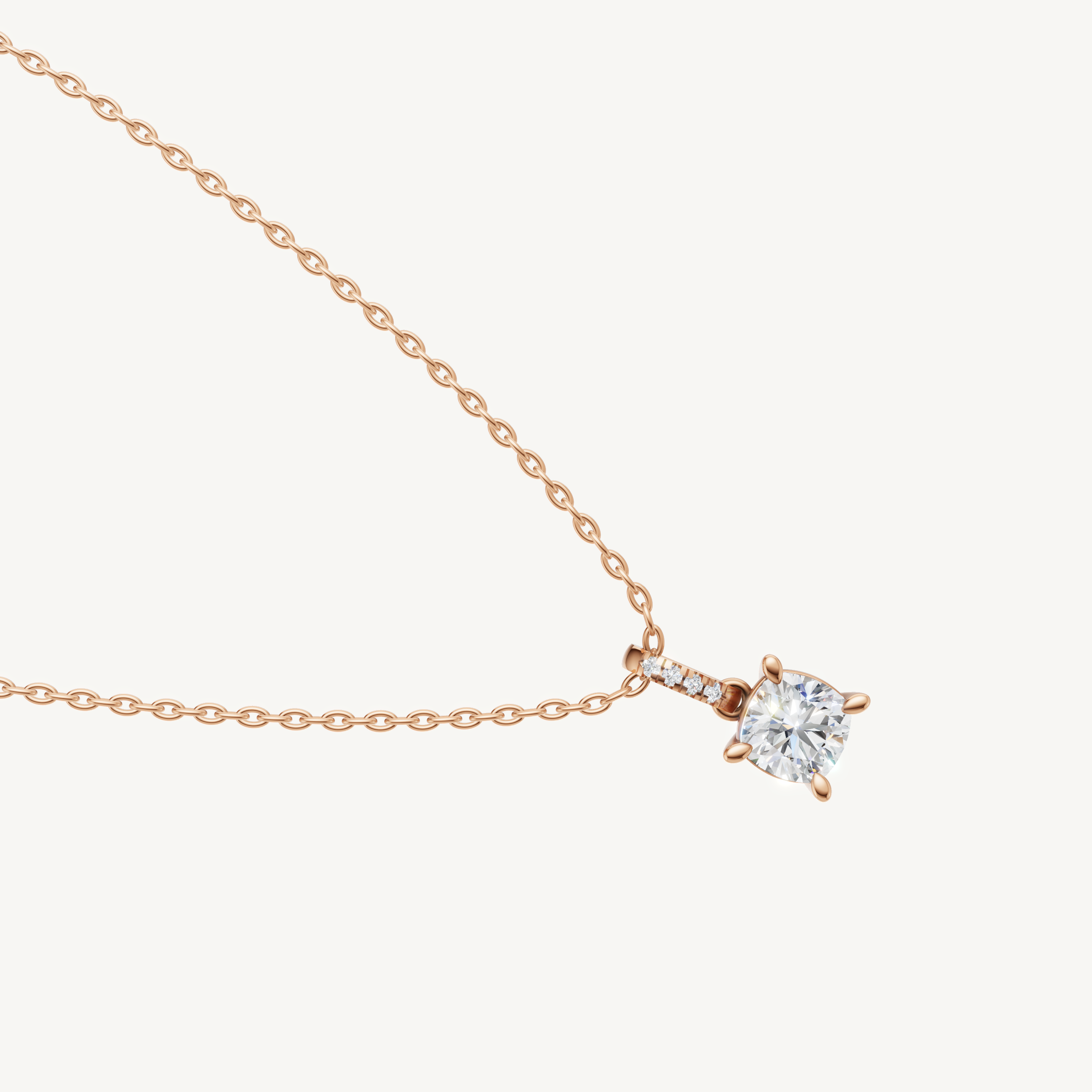 Modern Cushion Shape Lab Diamond Pendant Necklace in 14K Rose Gold