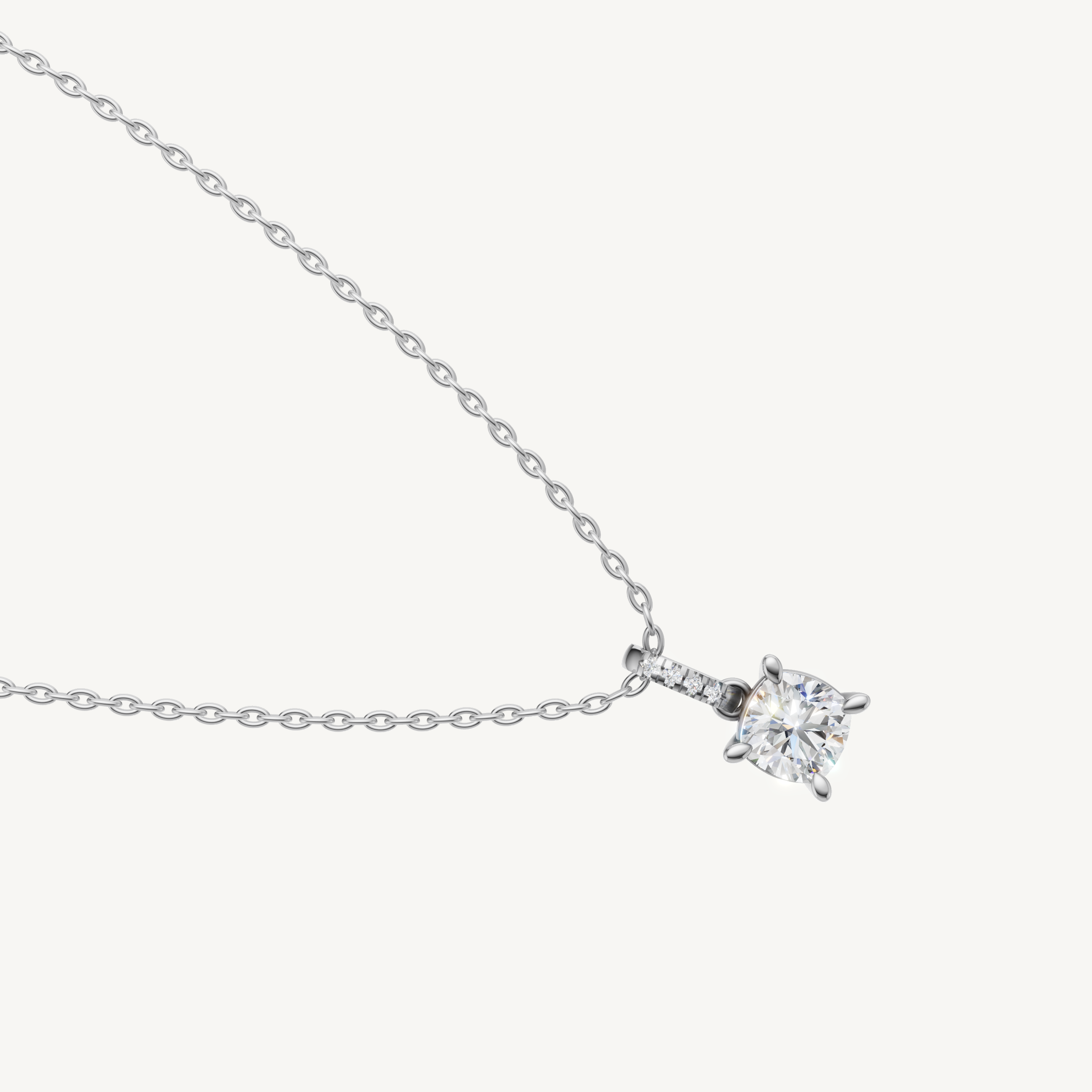 Modern Cushion Shape Lab Diamond Pendant Necklace in 14K White Gold