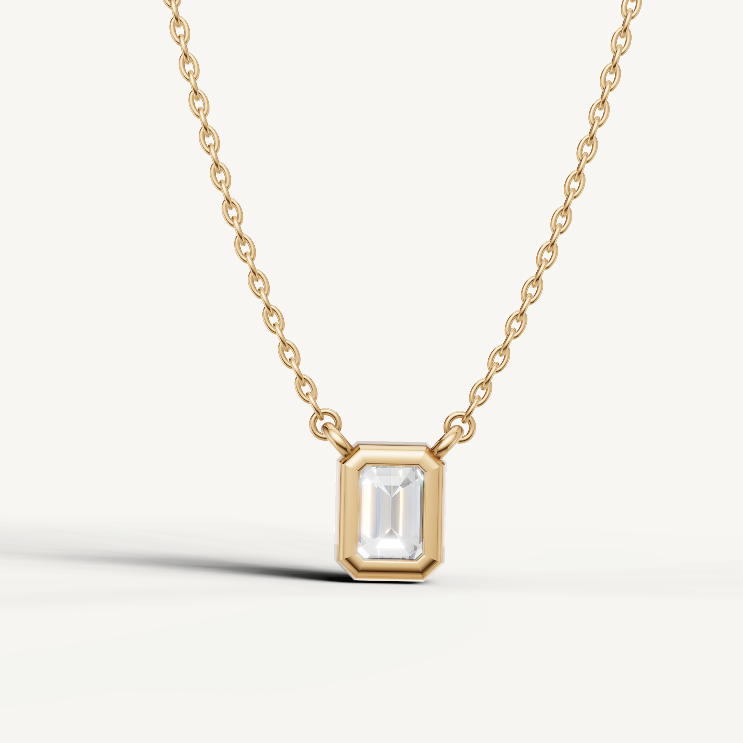 Minimalist Emerald Lab Diamond Solitaire Pendant in Yellow Gold