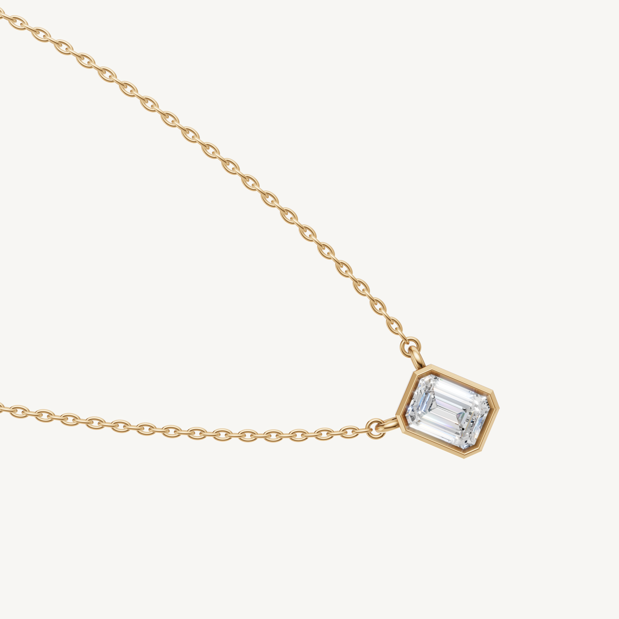 Elegant Emerald Shape Lab Diamond Pendant Necklace in 14K Yellow Gold