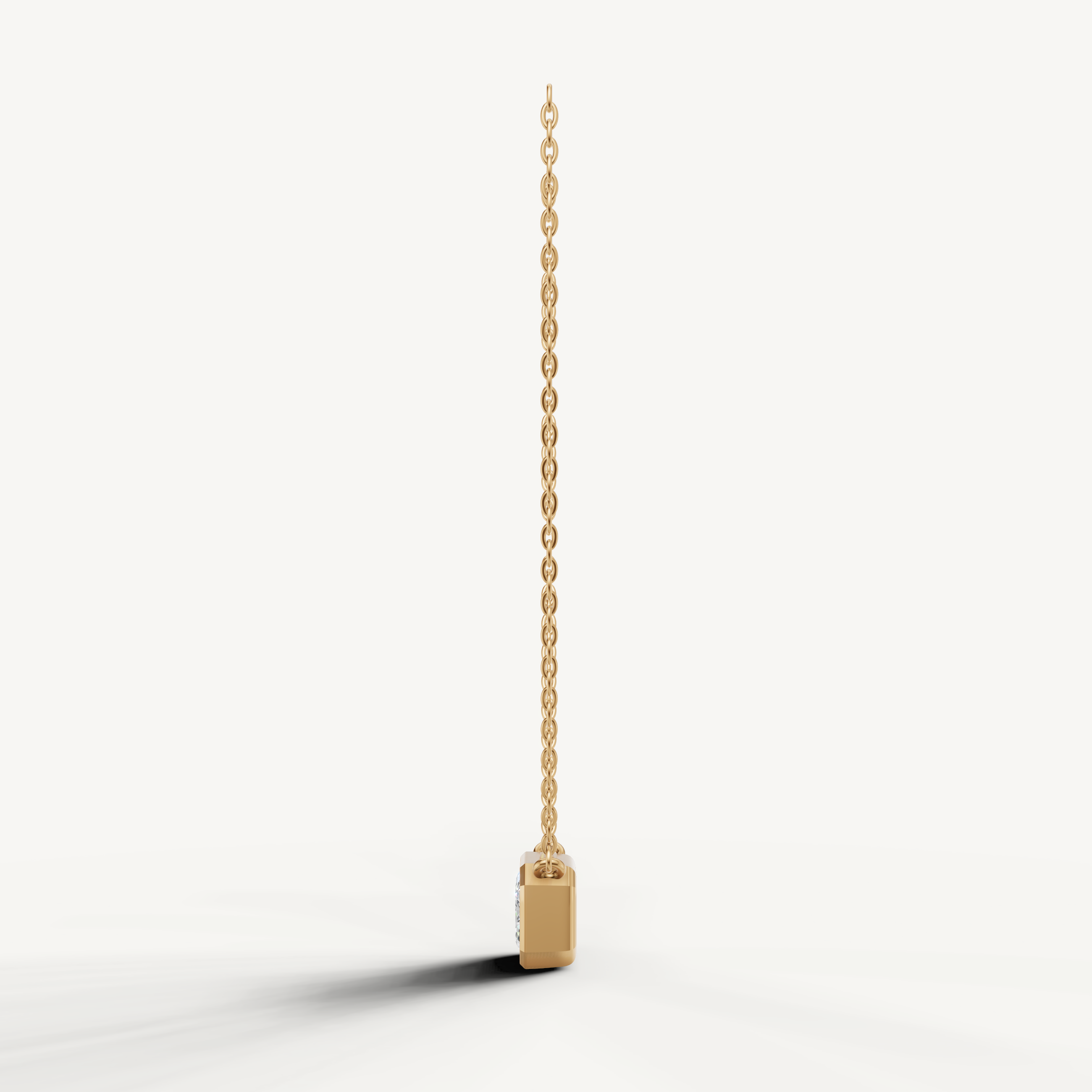Modern Emerald Cut Lab Grown Diamond Necklace with Bezel Setting Yellow Gold