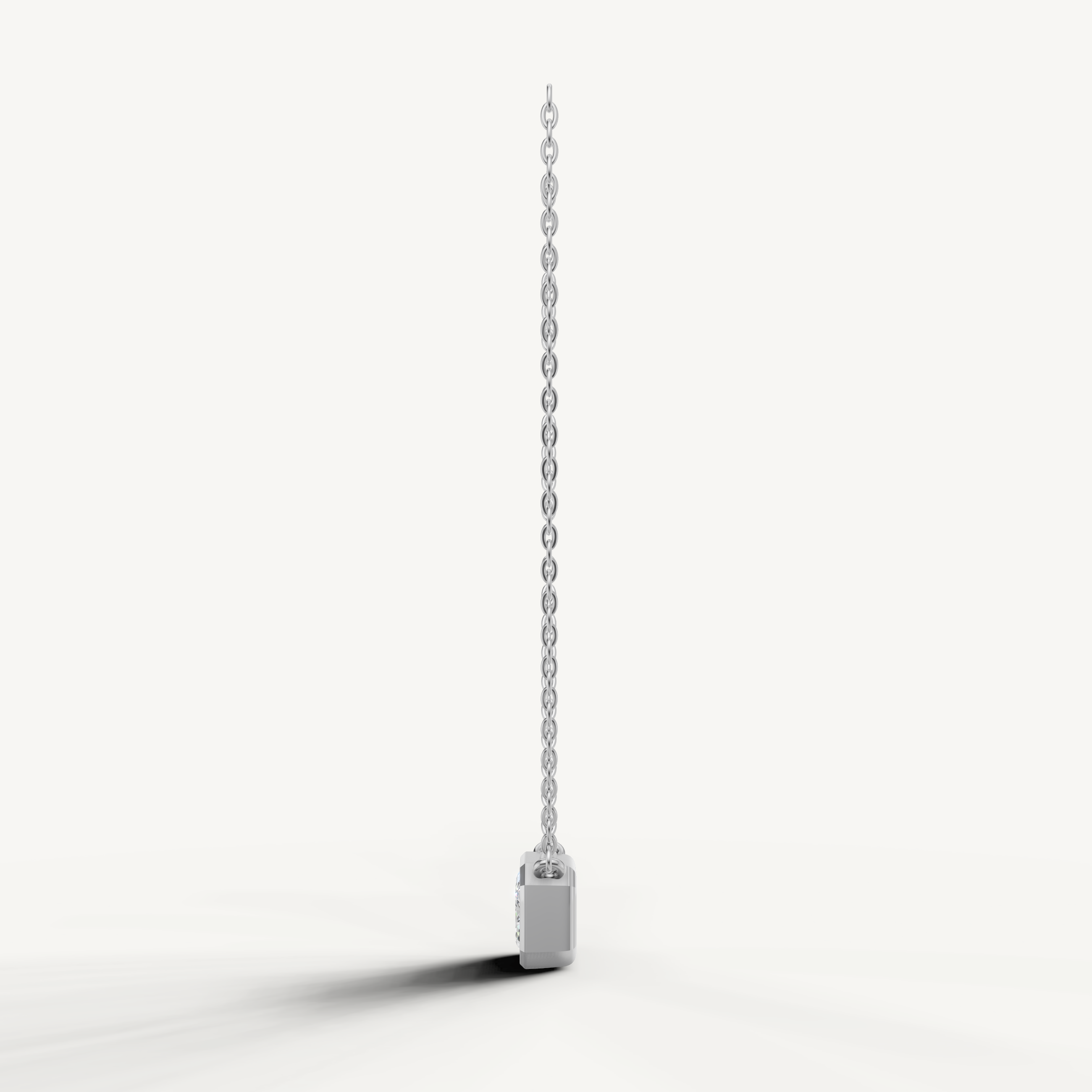 Modern Emerald Cut Lab Grown Diamond Necklace with Bezel Setting White Gold