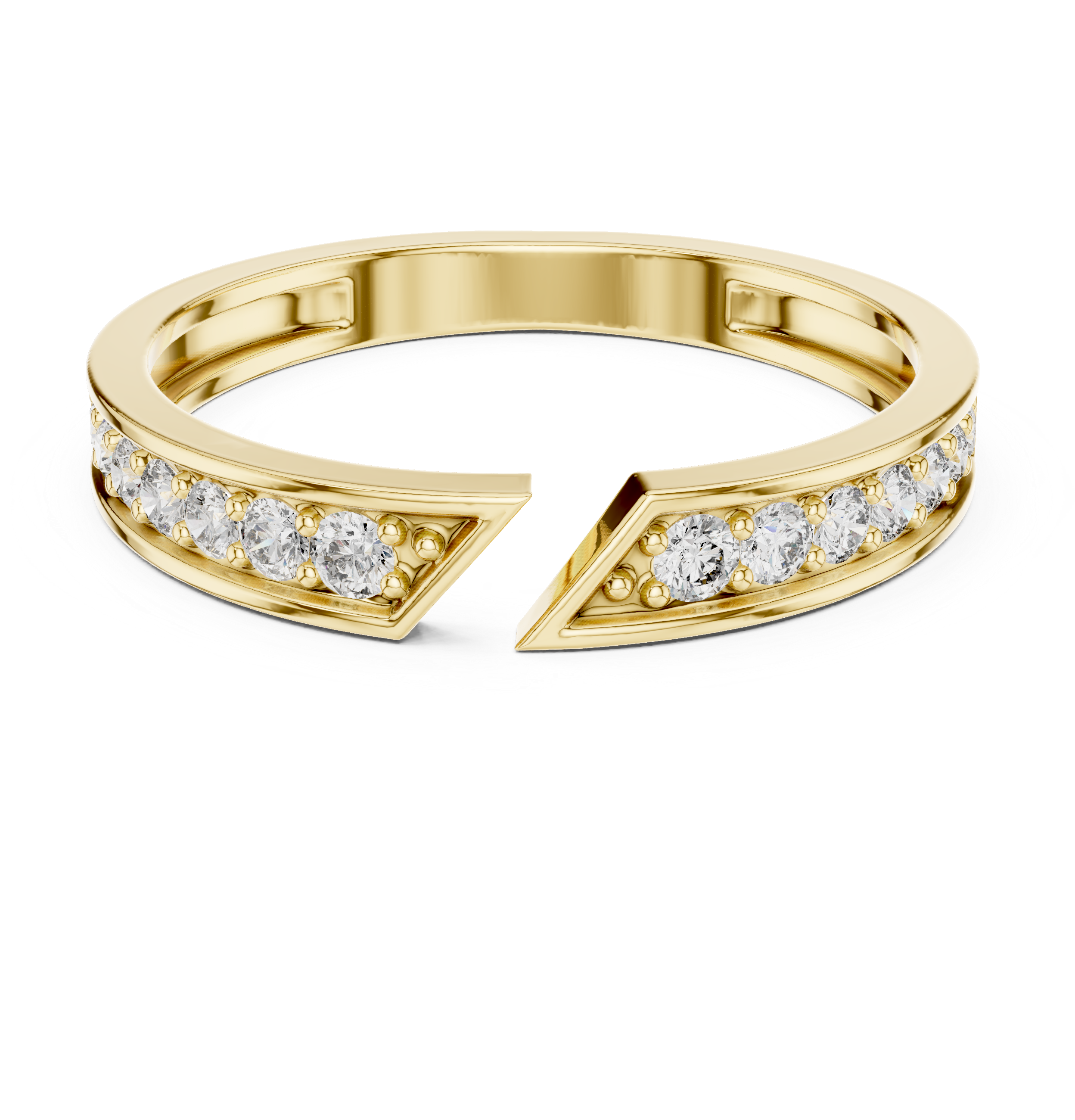 14K Gold Open Cuff Lab-Grown Diamond Minimalist Gap Wedding Band